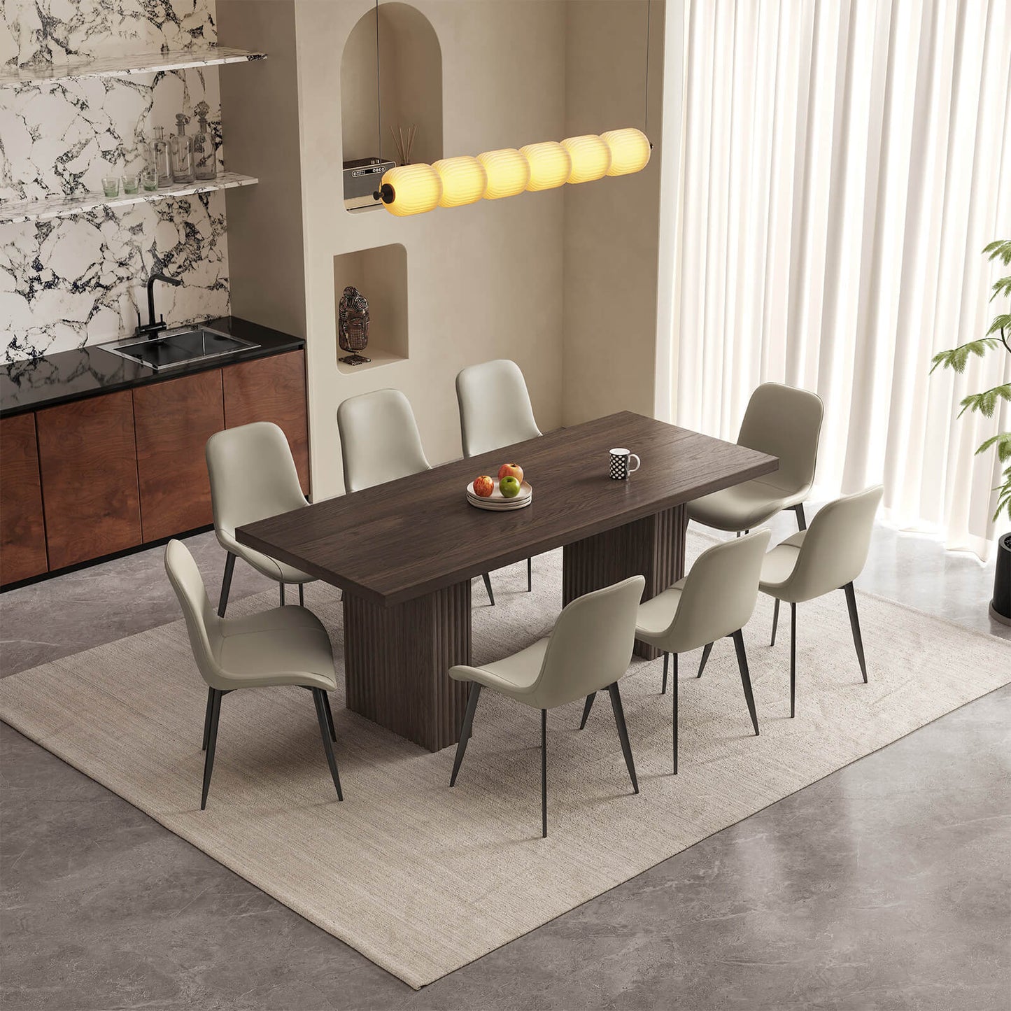 Guyii Modern Farmhouse Kitchen Table Set - 9 Piece Rectangular Dining Set