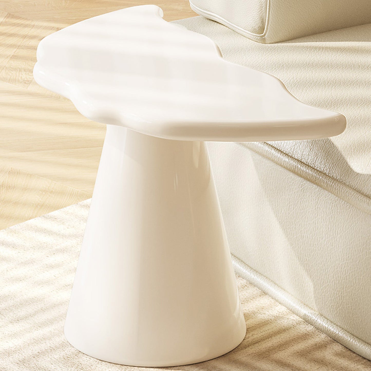 Guyii Irregular Side Table, Cream White End Table, Small Sofa Table
