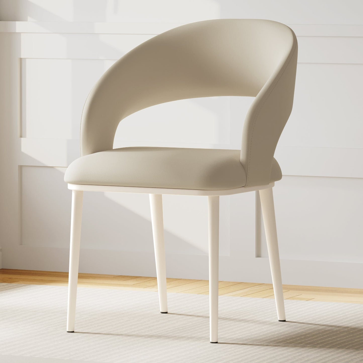 Guyii Modern Dining Chair Set of 2, PU Leather Upholstered Metel Legs
