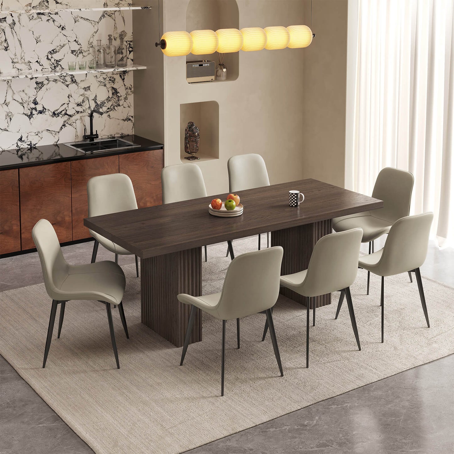 Guyii Modern Farmhouse Kitchen Table Set - 9 Piece Rectangular Dining Set