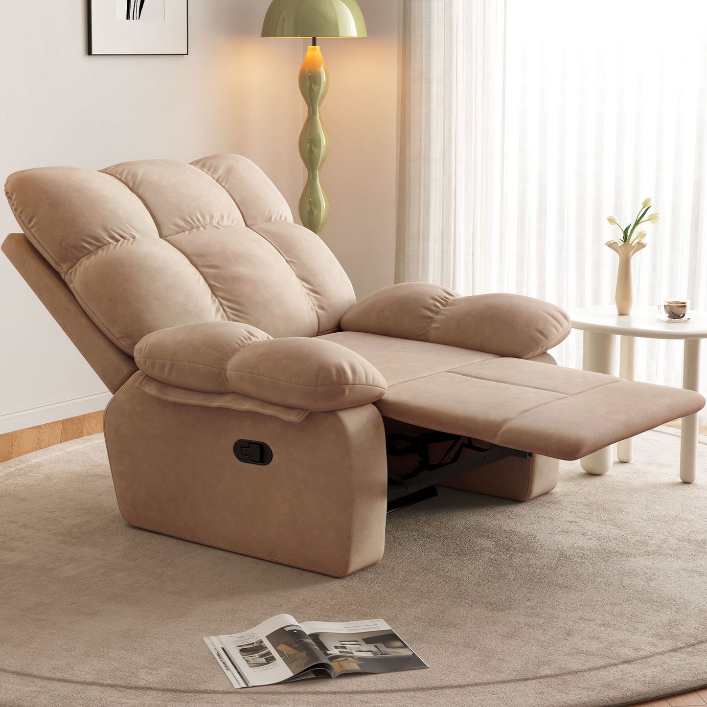 Guyii Multi-Functional Single Sofa Chair, Overstuffed Manual Recliner Chair