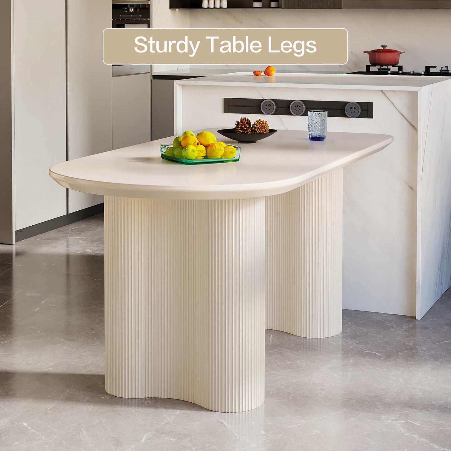 Guyii 54.52" White Dining Table Set with 4 Chairs, Modern Kitchen Table Set