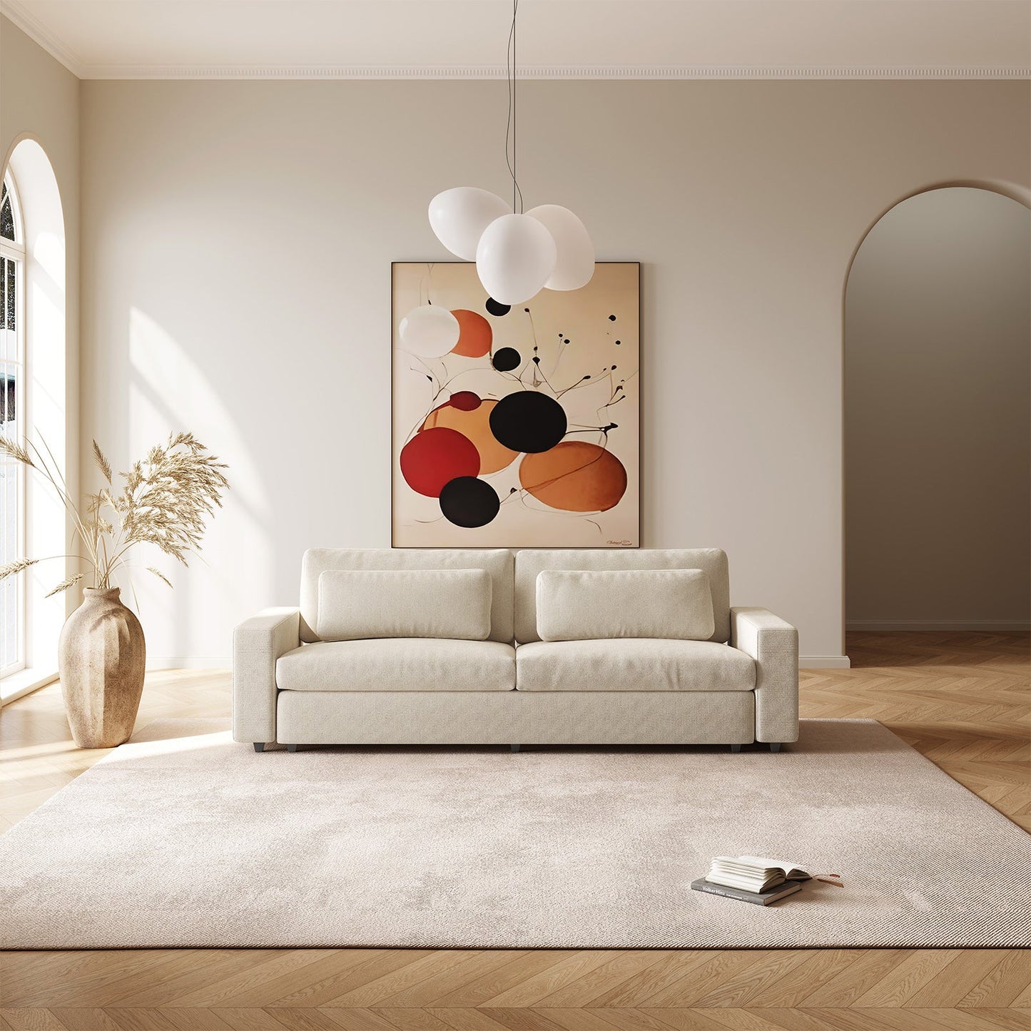 Guyii 104.72" Oversized Sofa, Extra-Wide & Deep Loveseat Sofa, 3 Seater Sofa with 2 Pillows