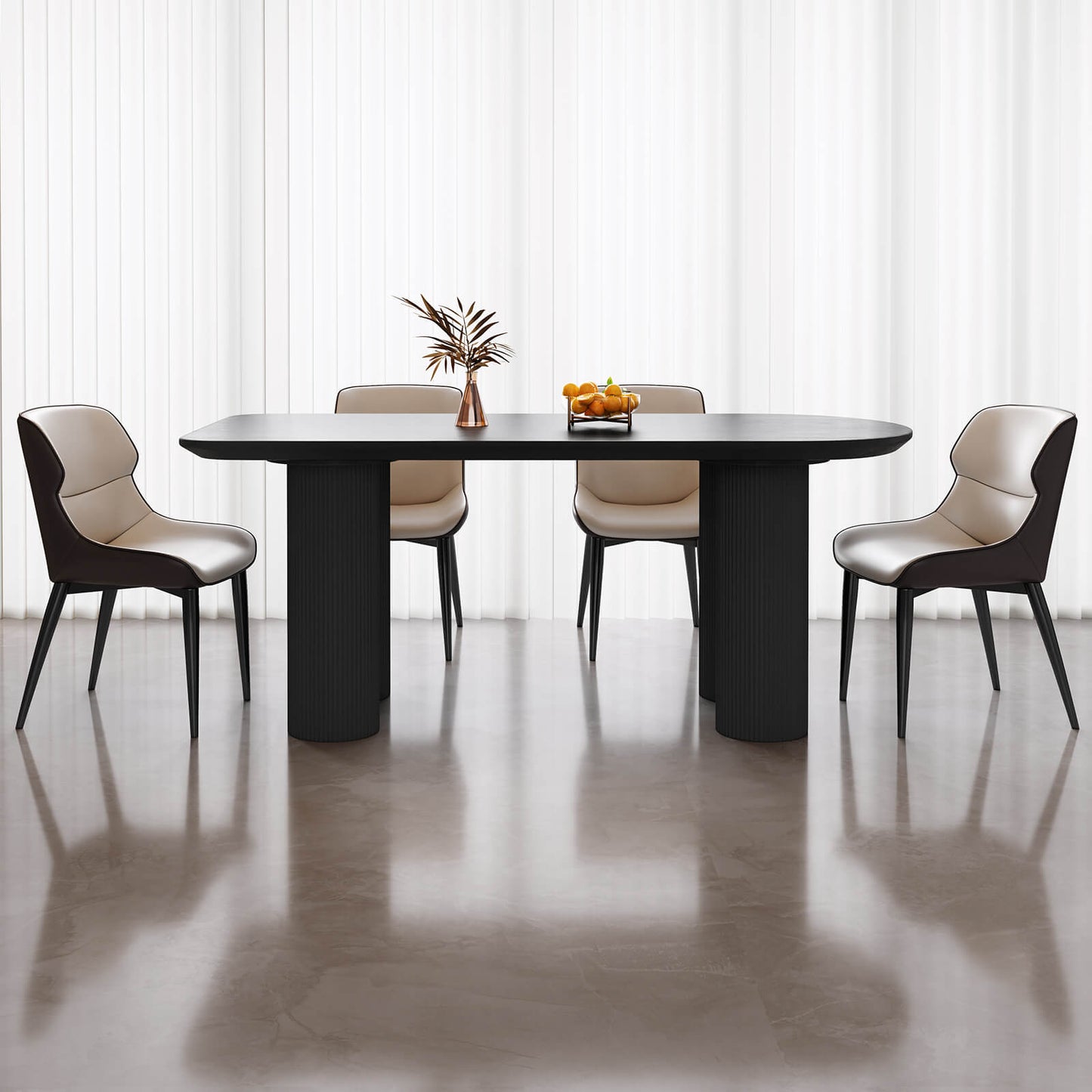 Guyii 62.99" Black Rectangular Dining Table Set with 4 Chairs, Modern Kitchen Table Set