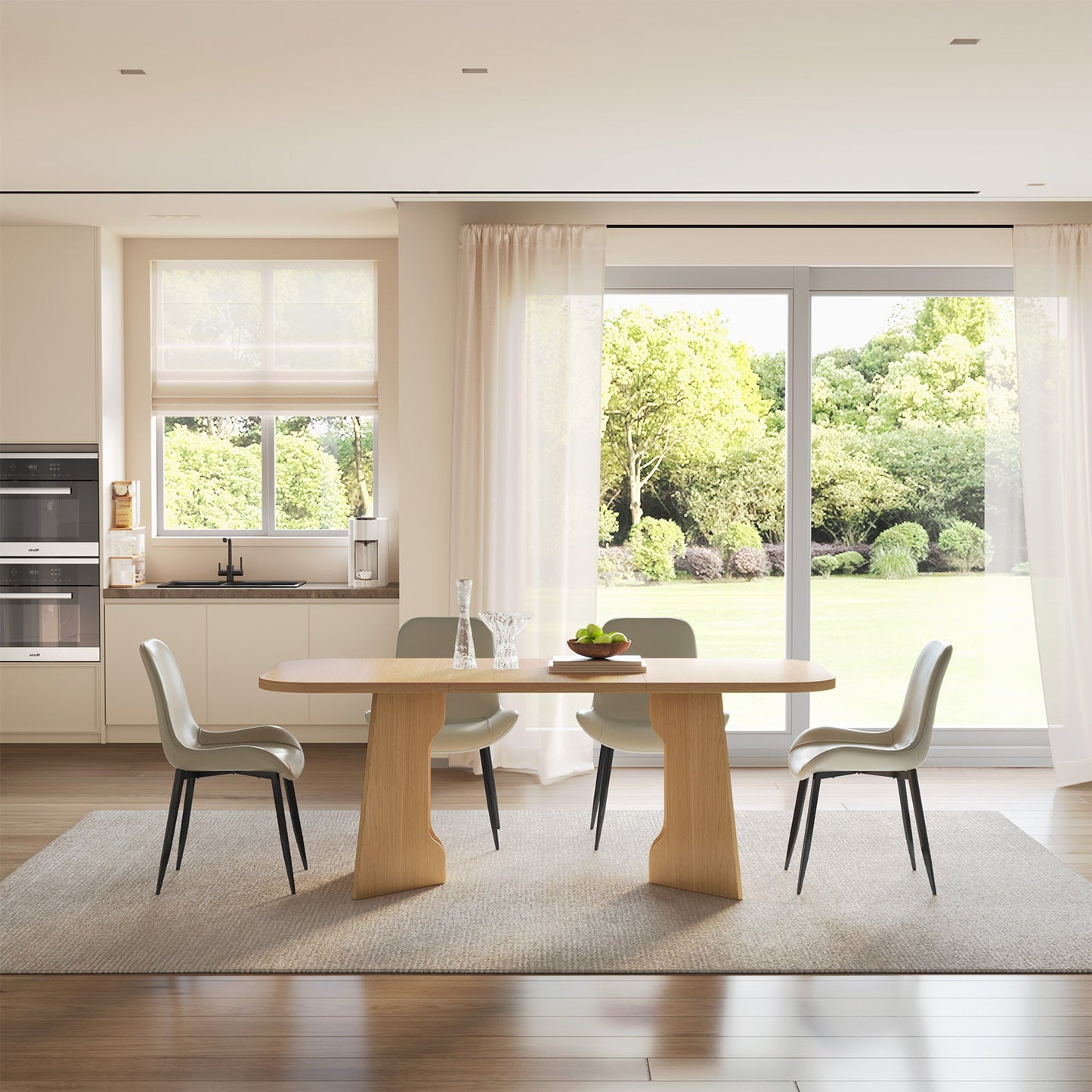 Guyii 70.8" Rectangular Dining Table, Modern Farmhouse Wooden Kitchen & Dining Room Table for 4-6 People