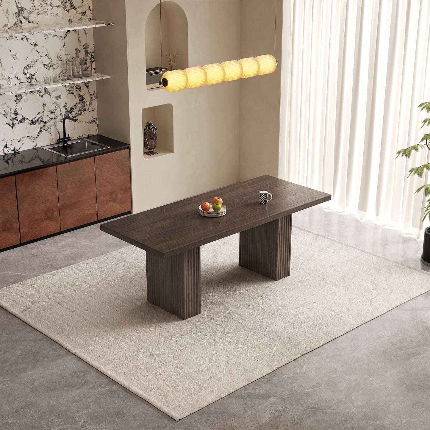 Guyii Modern Farmhouse Kitchen Table - 66.93" Rectangular Dining Table