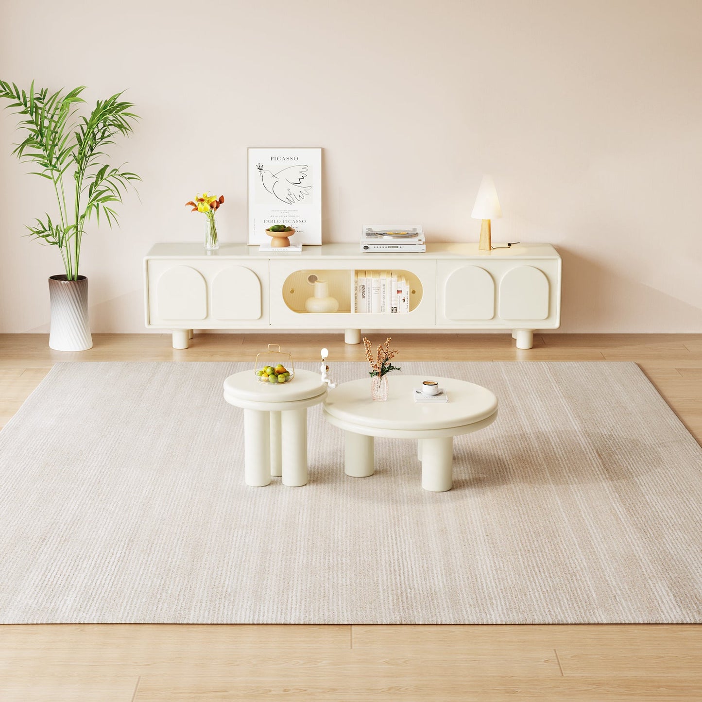 Guyii Modern Nesting Coffee Table, Round Coffee Table Set | L1642-DE