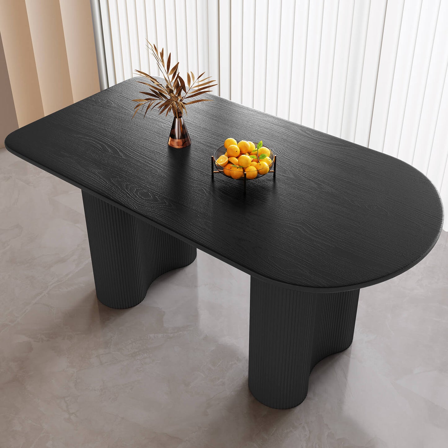 Guyii 55.11" Black Rectangular Dining Table Set with 4 Chairs, Modern Kitchen Table Set