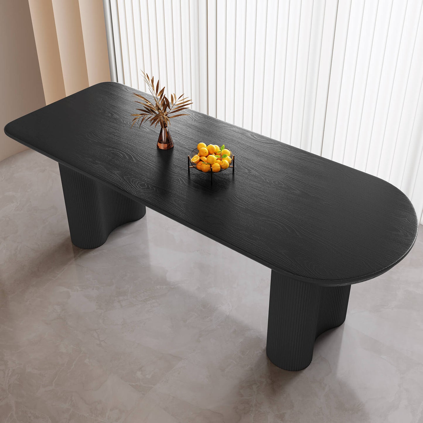 Guyii 70.86" Black Rectangular Dining Table Set with 4 Chairs, Modern Kitchen Table Set
