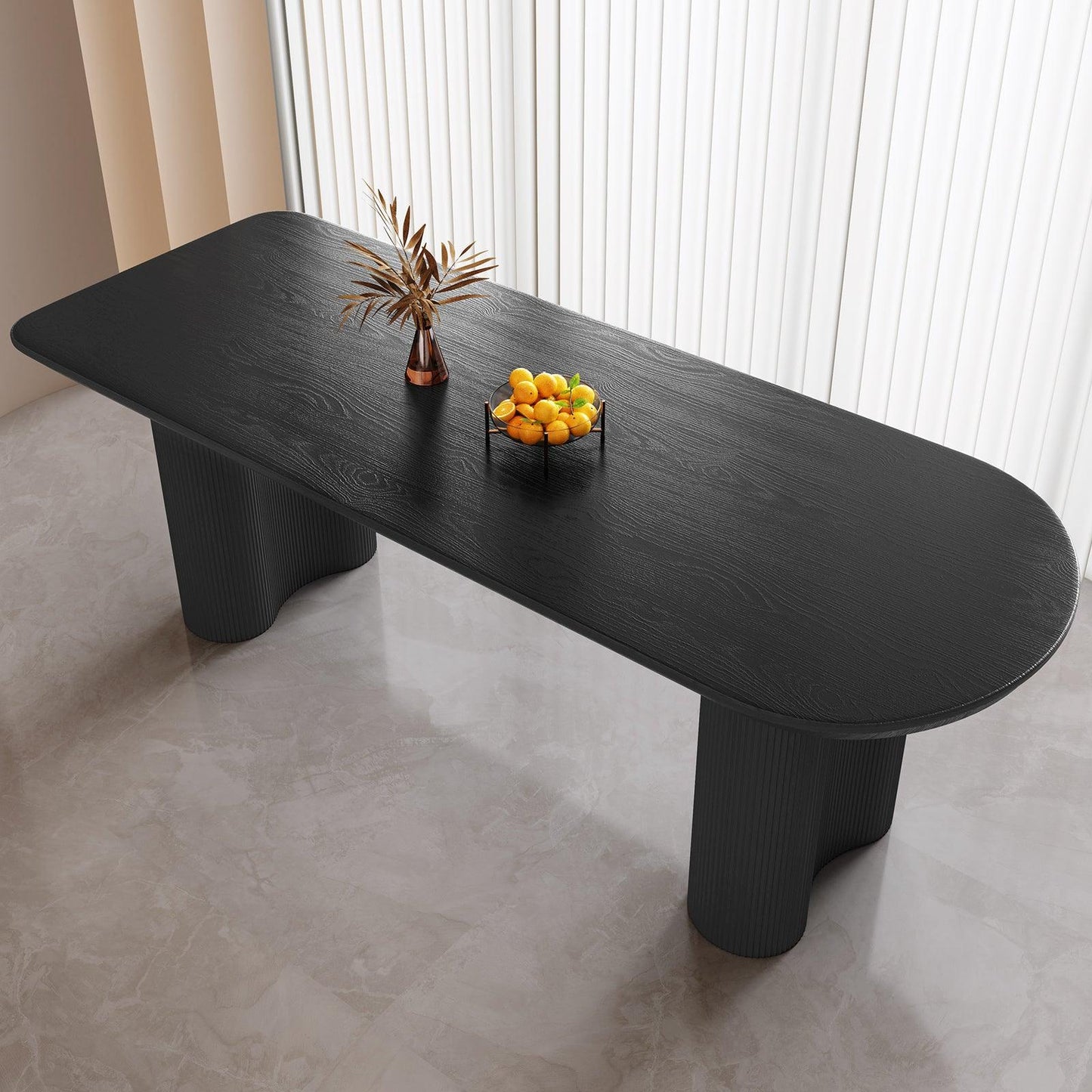 Guyii 55"-71" Black Dining Table, Modern Kitchen Table for Dining Room