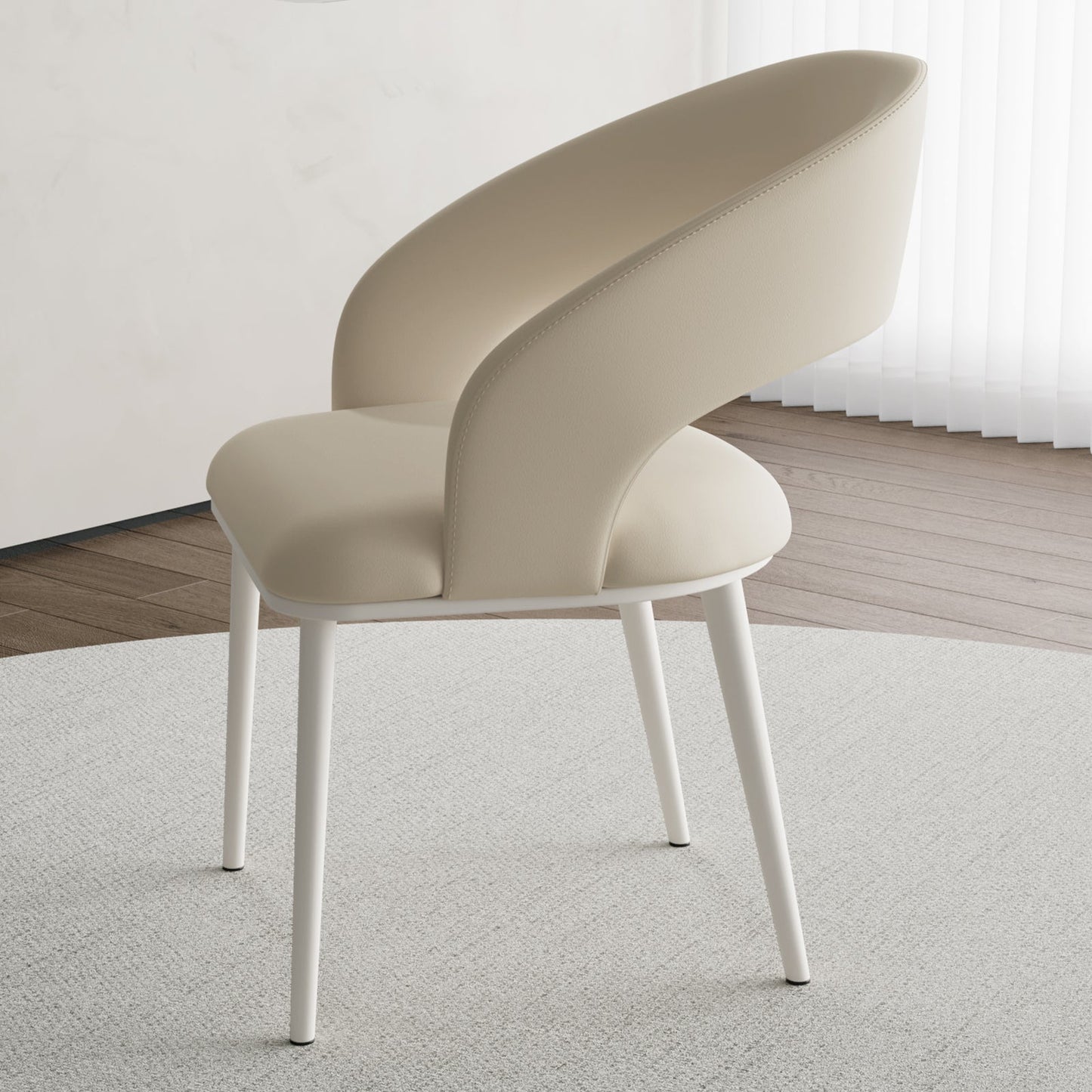 Guyii Modern Dining Chair Set of 2, PU Leather Upholstered Metel Legs
