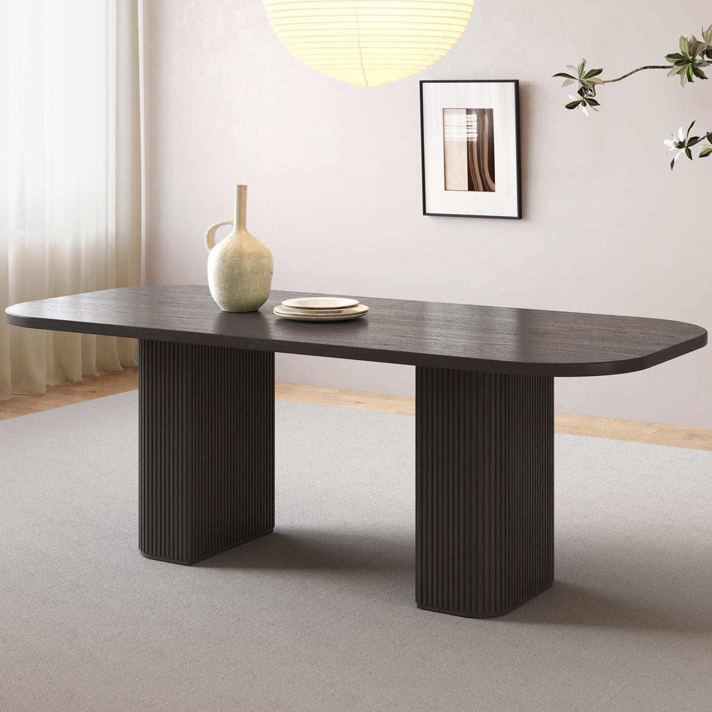 Guyii 65" Rectangular Farmhouse Dining Table for 4–6, Large Black Kitchen Table for Dining Room, Living Room