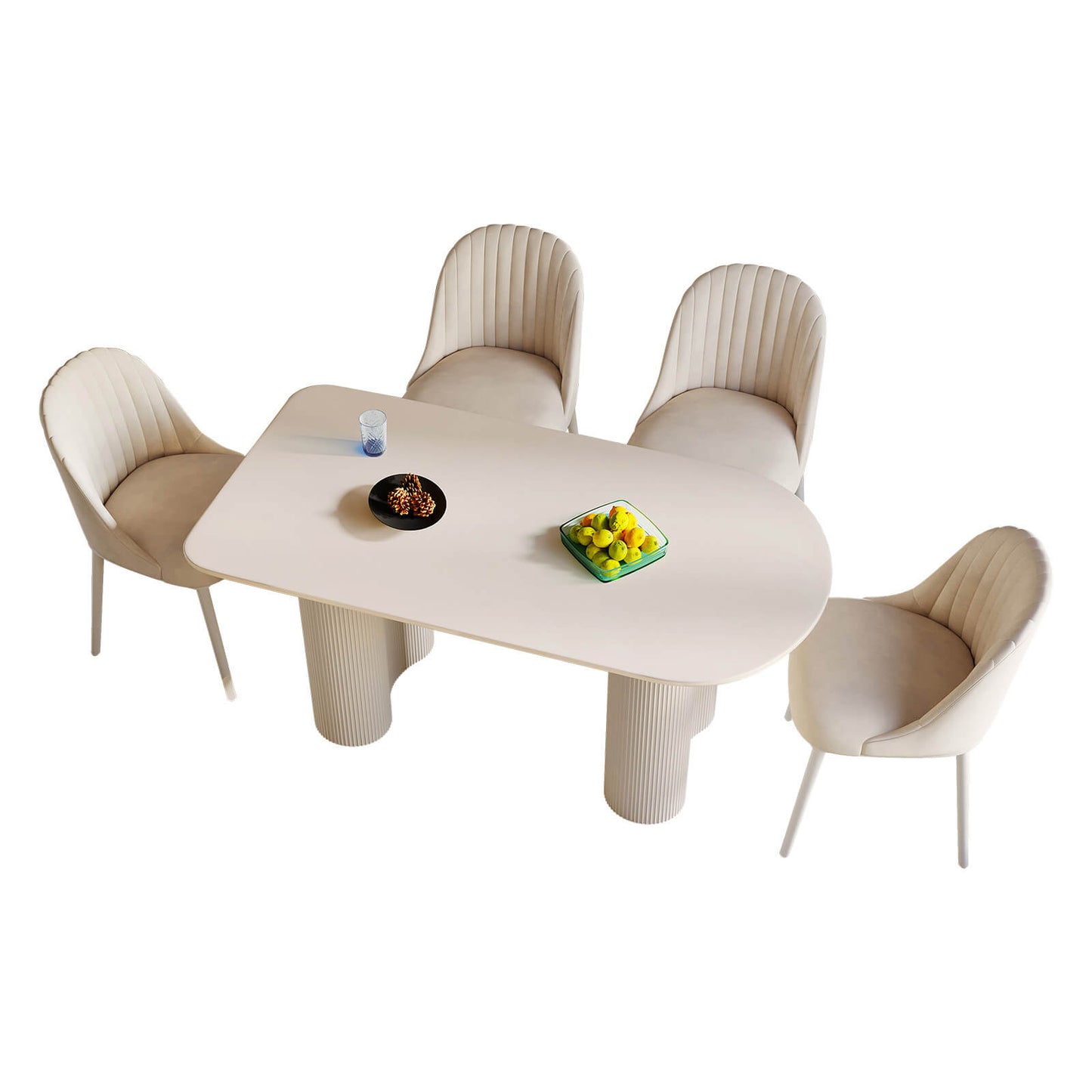 Guyii 54.52" White Dining Table Set with 4 Chairs, Modern Kitchen Table Set