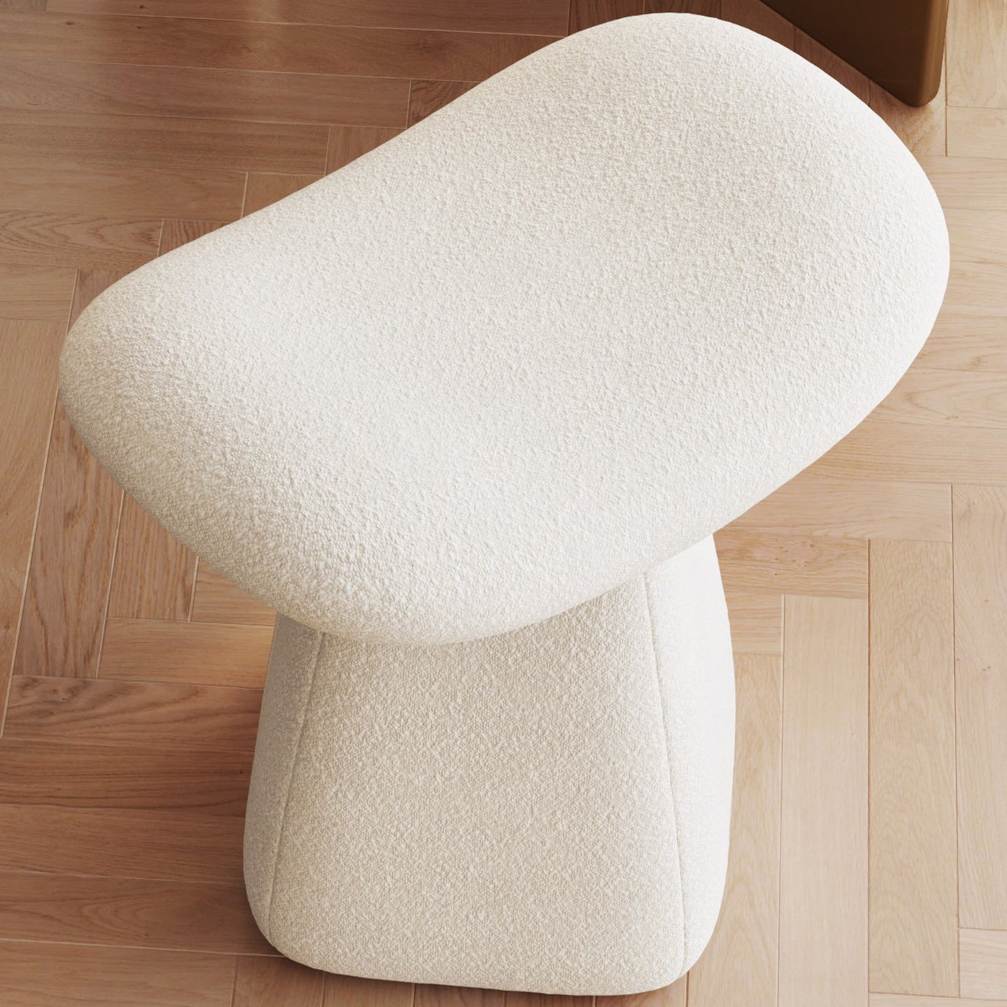 Guyii Boucle Curved Saddle Makeup Stool, Modern Footrest for Dressing Table, Entryway, Living Room