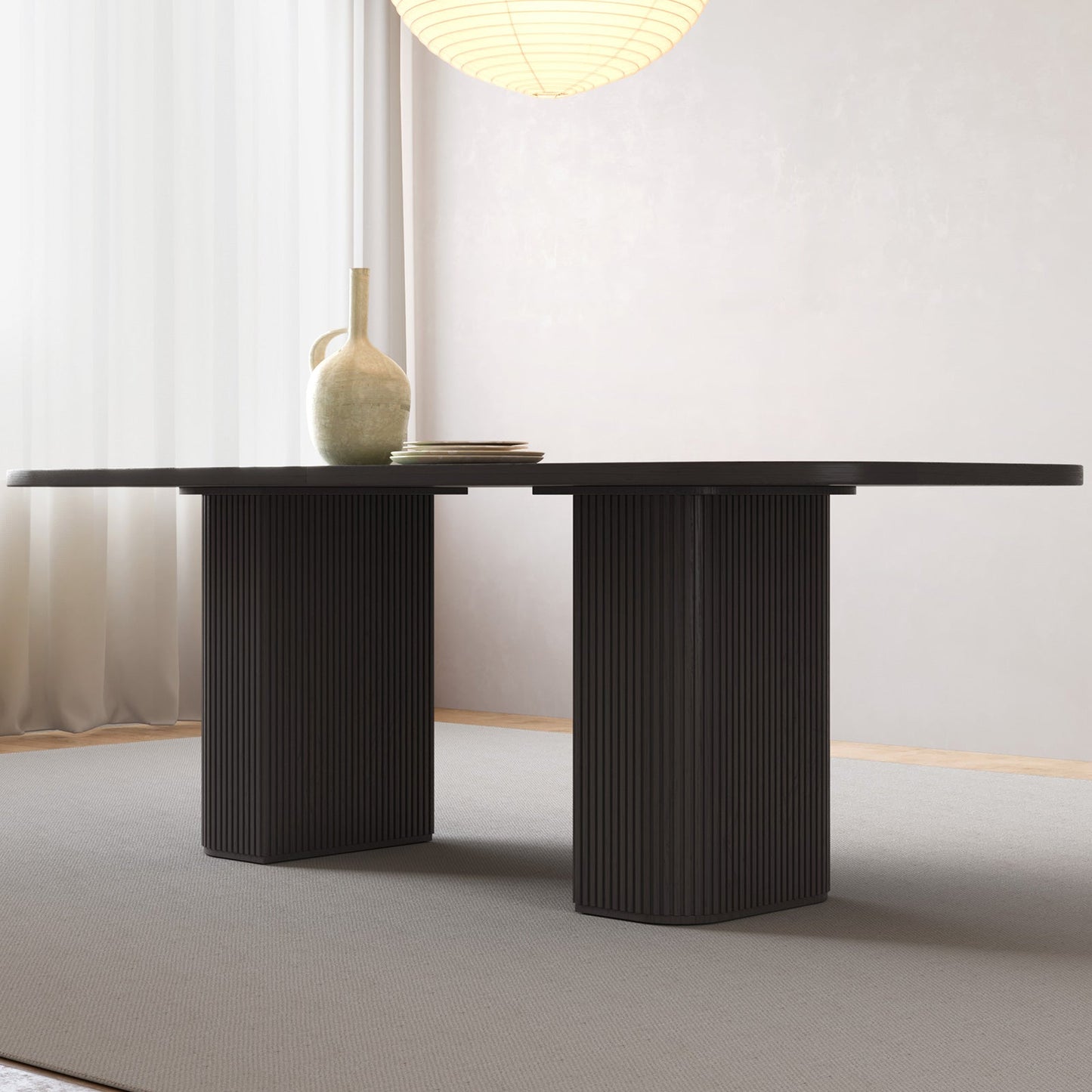 Guyii 65" Rectangular Farmhouse Dining Table for 4–6, Large Black Kitchen Table for Dining Room, Living Room