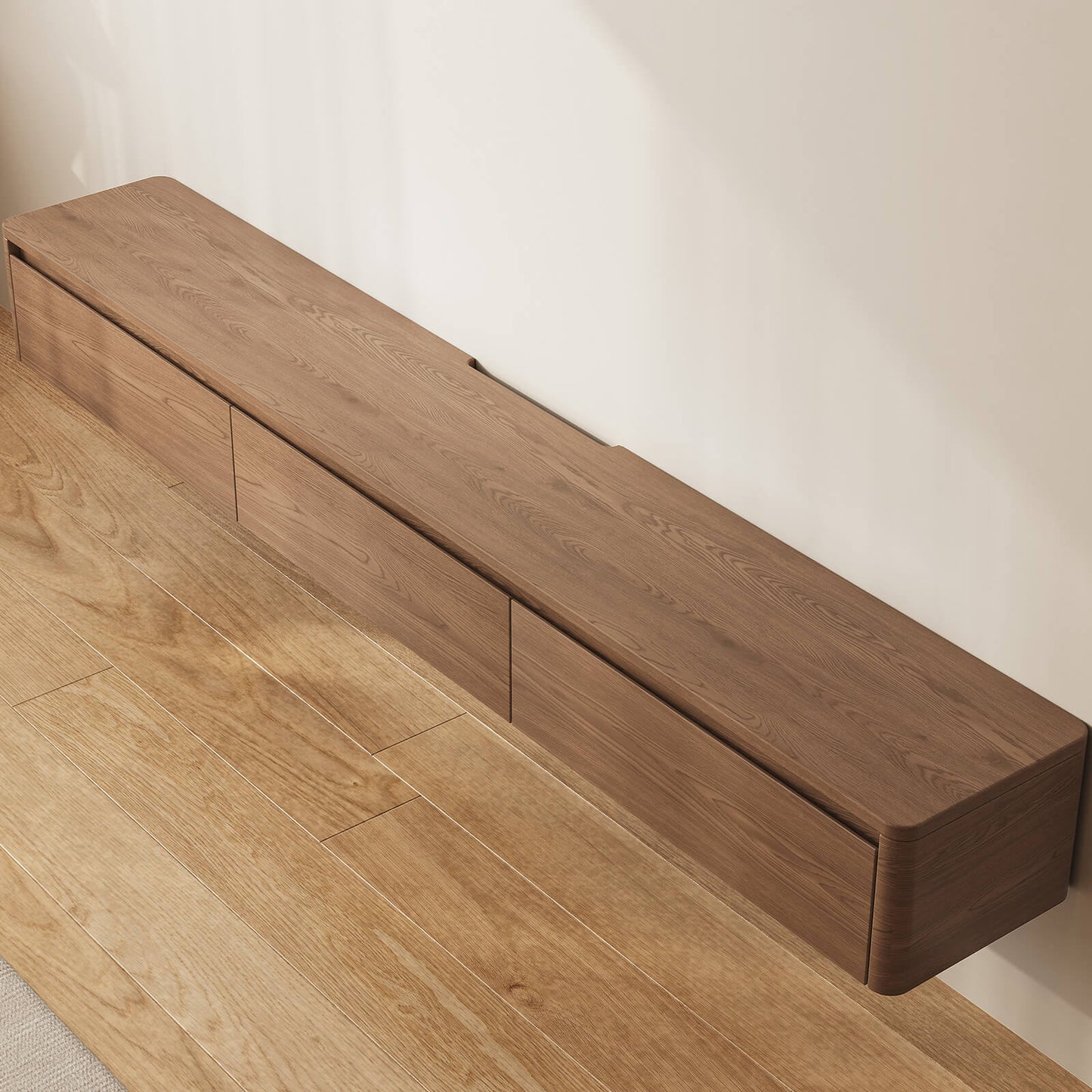 Guyii Best Floating TV Stand - Walnut Finish | Wall-Mounted TV Cabinet