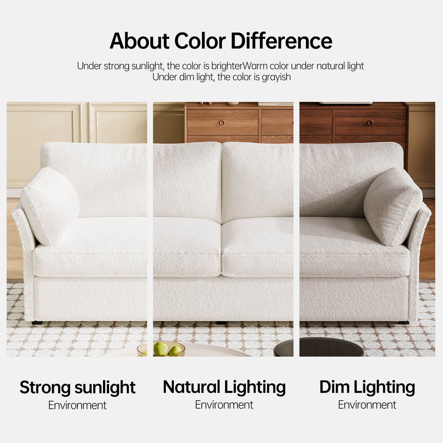 Guyii Beige Loveseat Sofa - Small 2-Seater with 2 Pillows