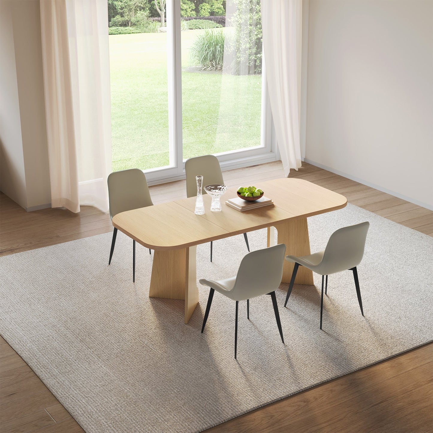 Guyii 70.8" Rectangular Dining Table Set with 4-8 Upholstered Chairs, Modern Farmhouse Kitchen & Dining Room Table for 4-8 People