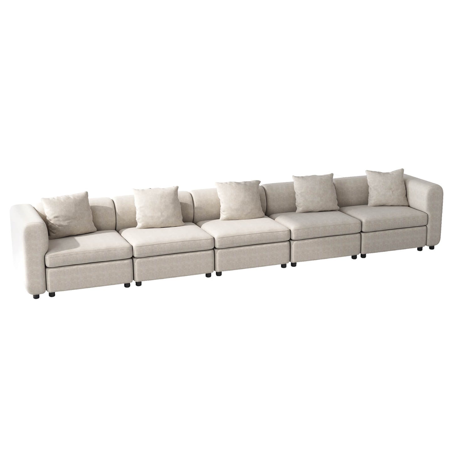 Guyii Velvet Sectional Sofa, Modern Oversized 5-Seat Sofa with 5 Pillows