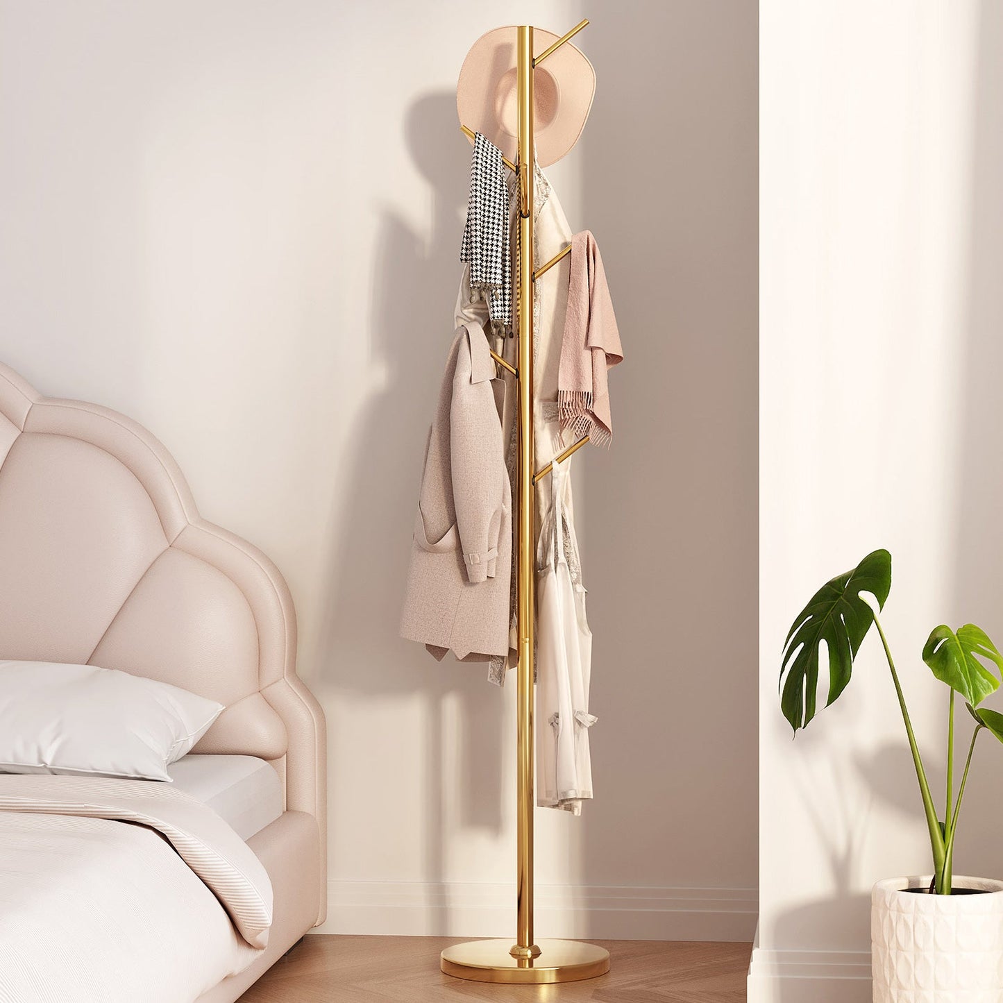 Guyii Metal Coat Rack with 8 Hooks, Modern Tree Branch Style Stand for Coats, Hats, Scarves