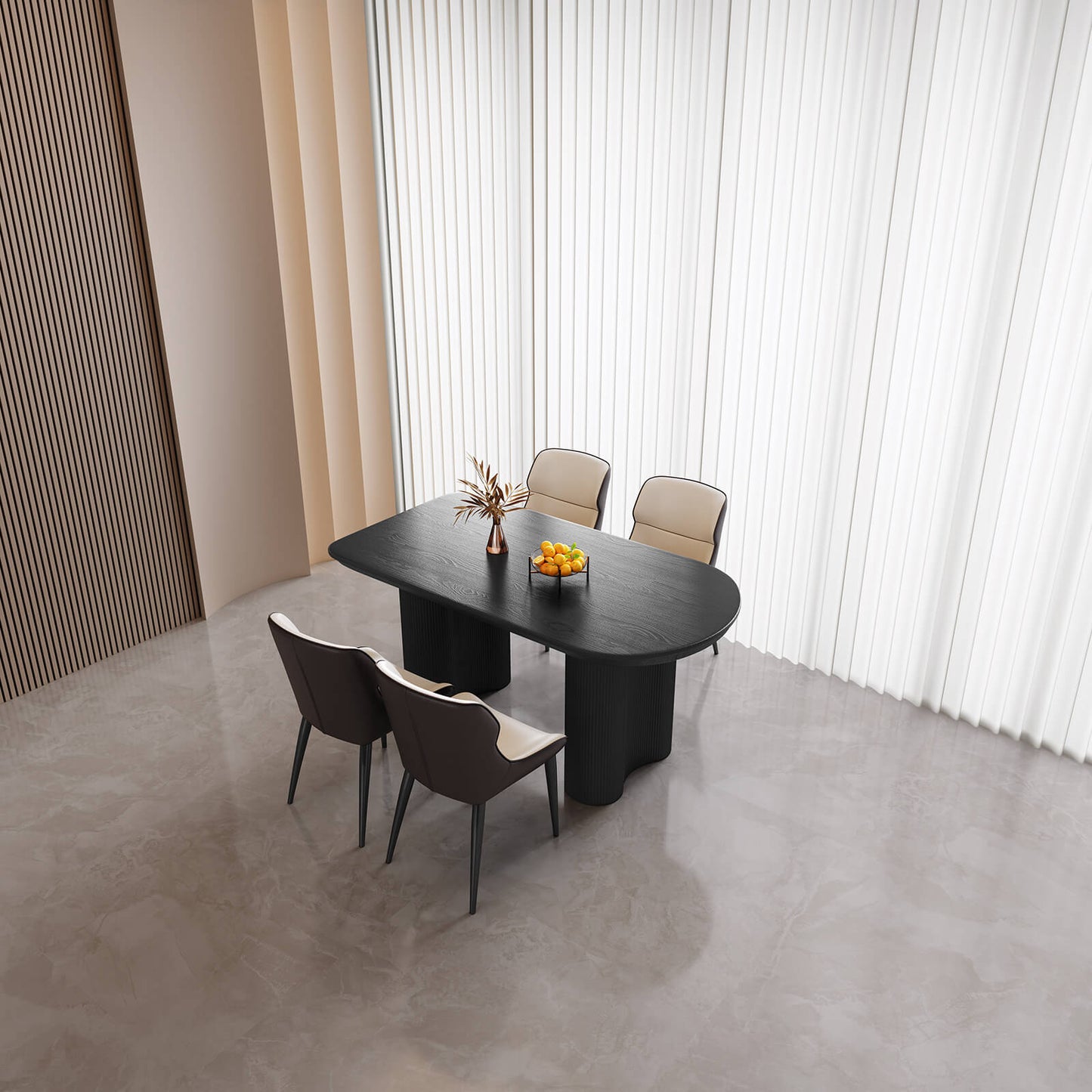 Guyii 55.11" Black Rectangular Dining Table Set with 4 Chairs, Modern Kitchen Table Set