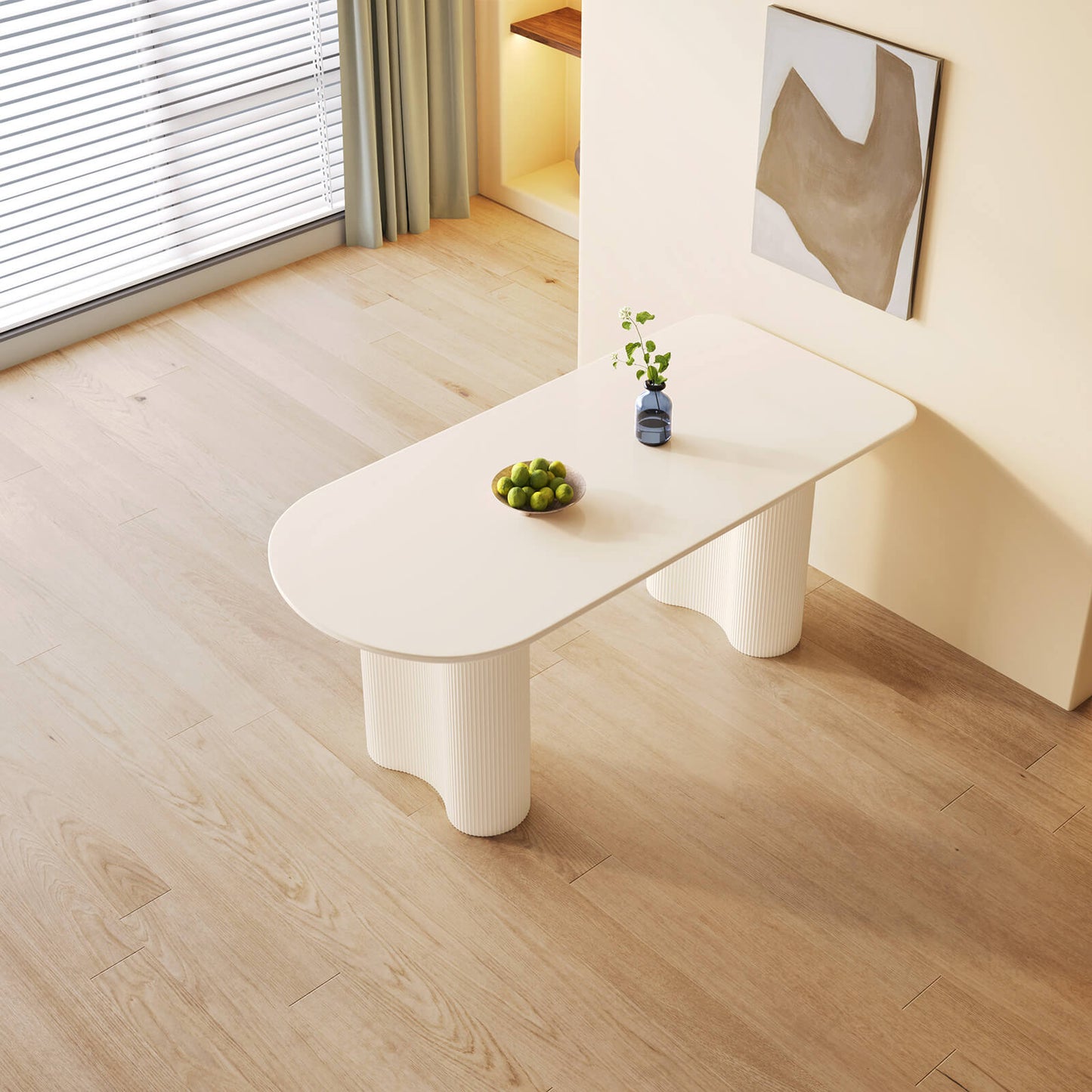 Guyii 62.99" White Oval Dining Table, Modern Kitchen Table for 6 People