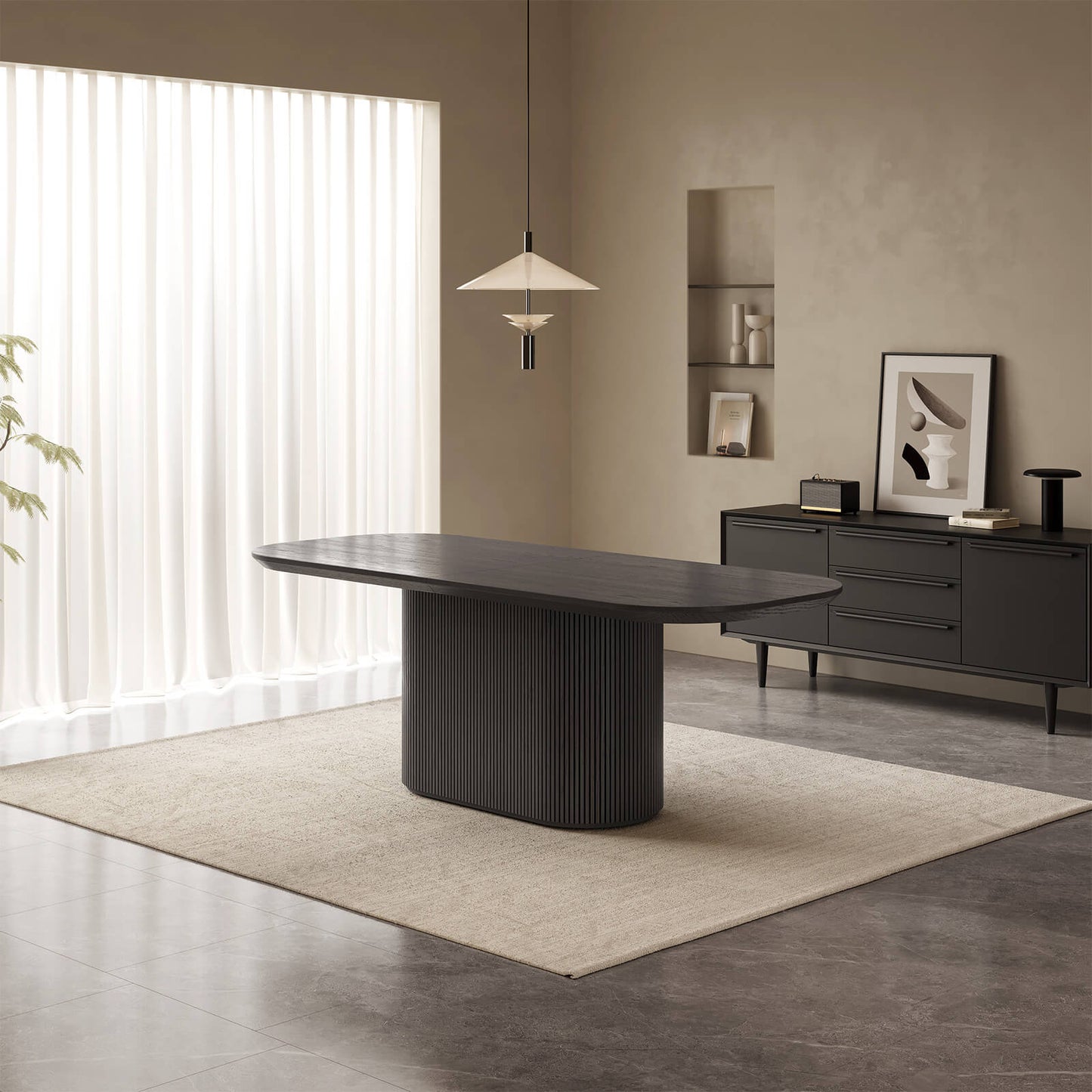 Guyii 86.61" Oval Dining Table, Modern Kitchen Table for 4-8 People, Table Only