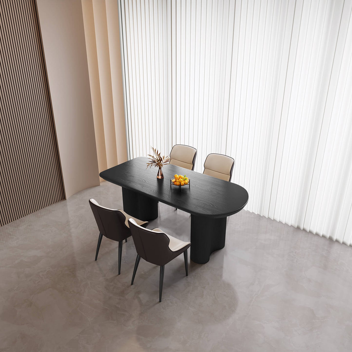 Guyii 62.99" Black Rectangular Dining Table Set with 4 Chairs, Modern Kitchen Table Set