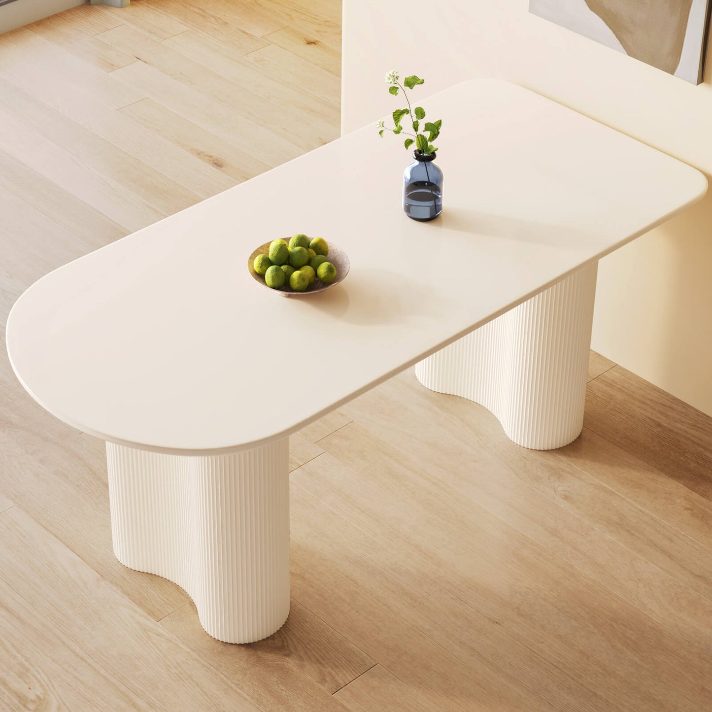 Guyii 62.99" White Oval Dining Table, Modern Kitchen Table for 6 People