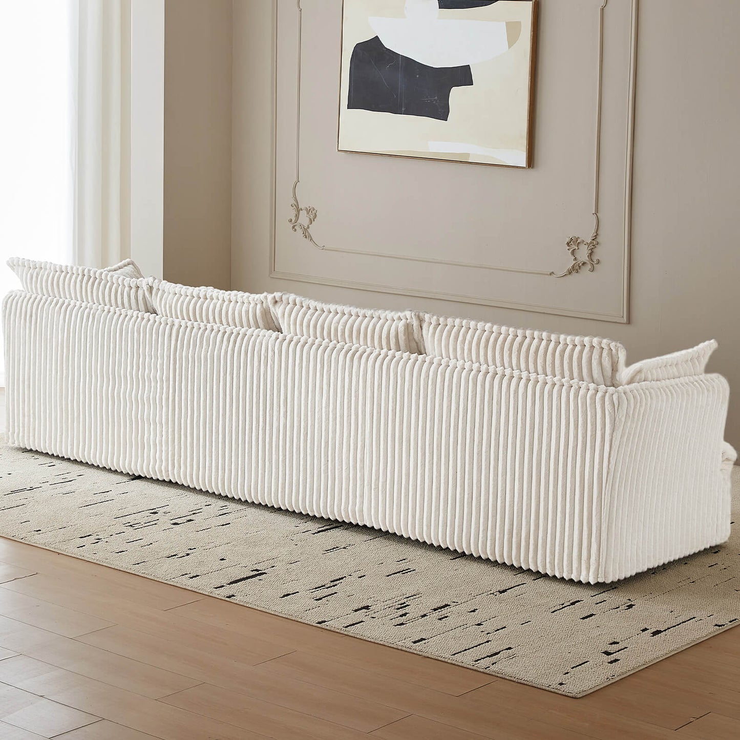 Guyii Oversized 4-Seater Sofa, Extra-Wide Convertible Sofa with 4 Pillows