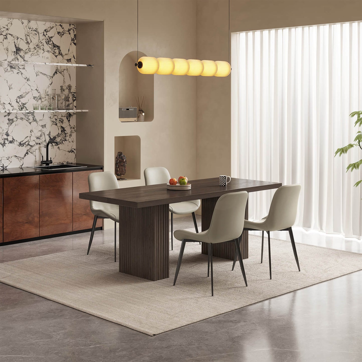 Guyii Modern Farmhouse Kitchen Table with 4 Chairs - Rustic & Stylish