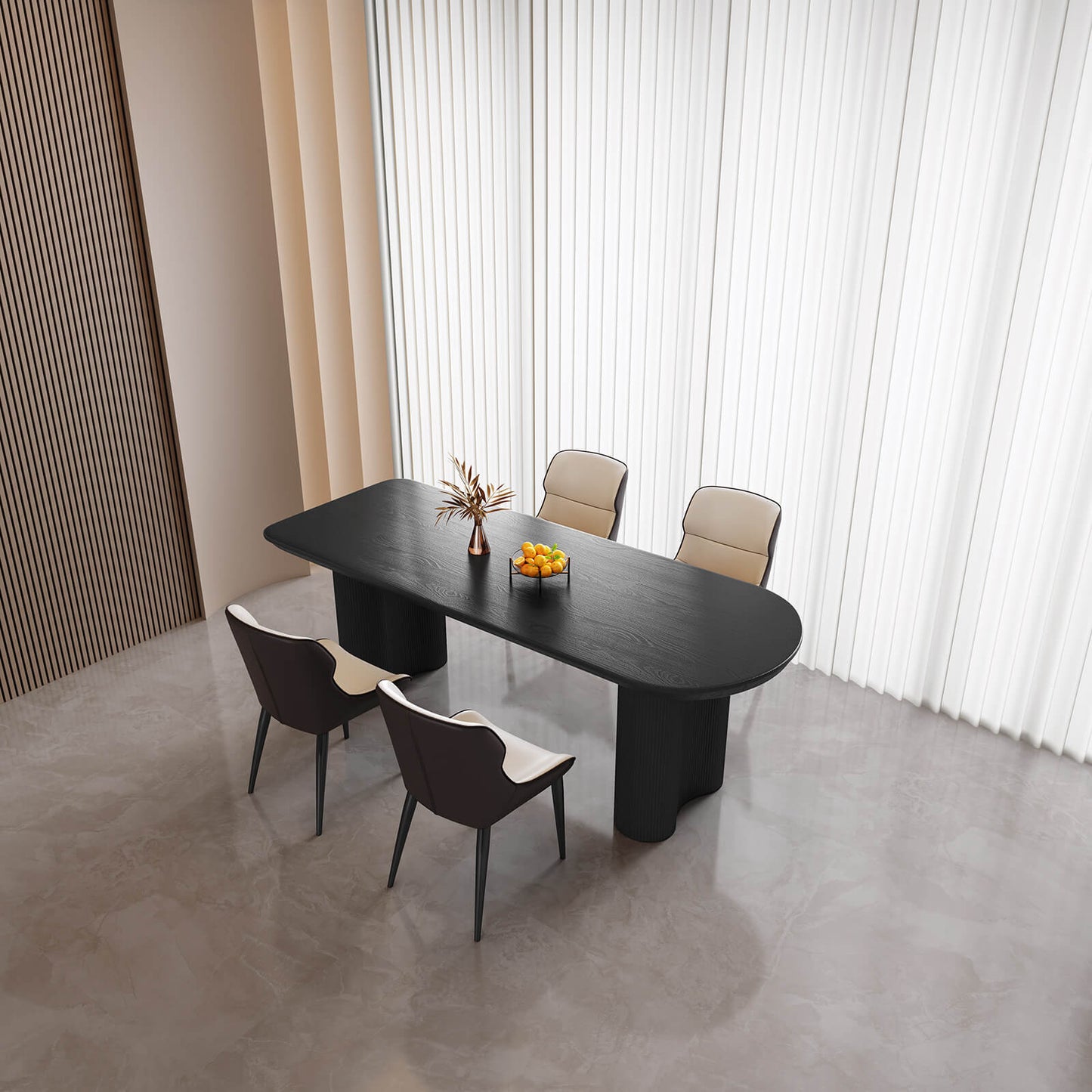 Guyii 70.86" Black Rectangular Dining Table Set with 4 Chairs, Modern Kitchen Table Set