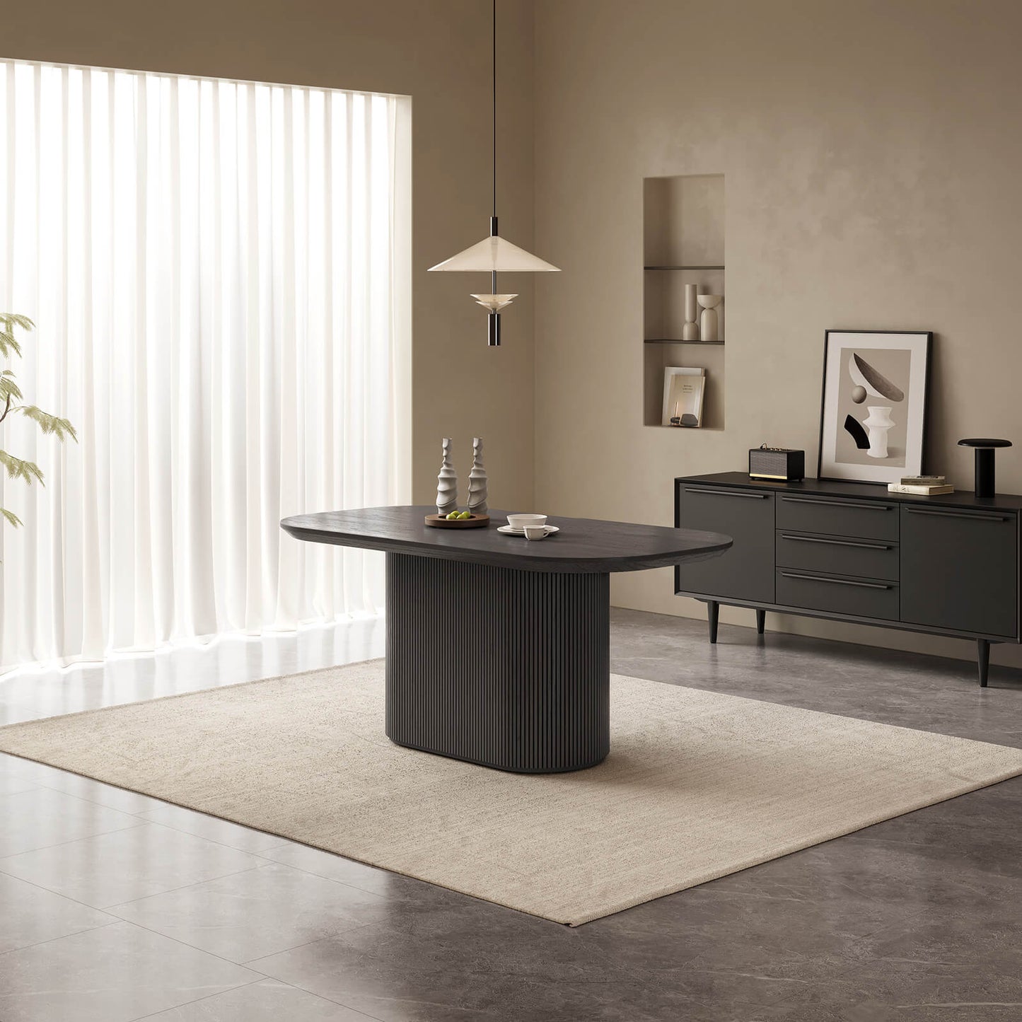 Guyii 62.99" Oval Dining Table, Modern Kitchen Table for 6 People, Table Only