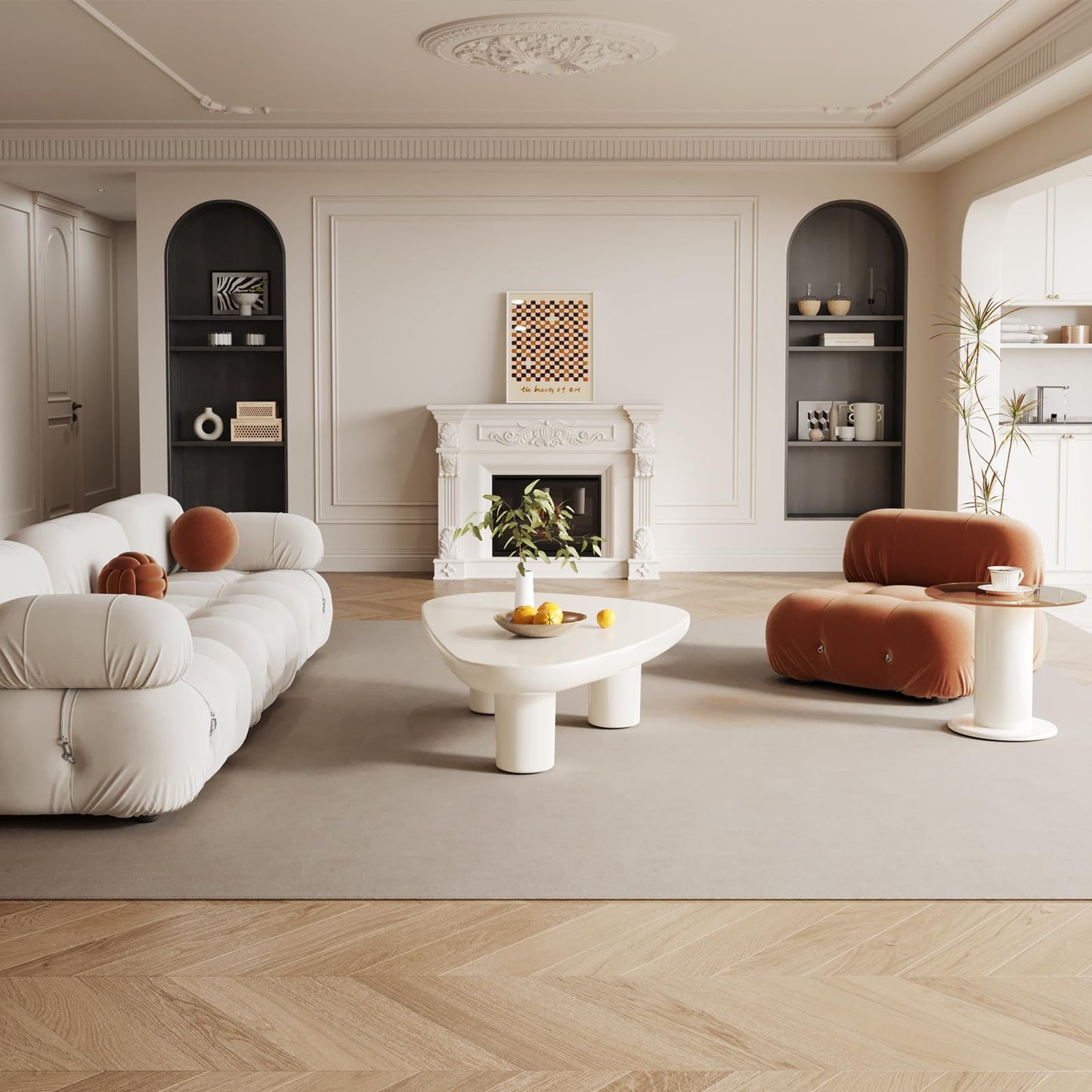 Guyii Nesting Coffee Table, 2-in-1 Modern Coffee Table, Triangle Coffee Table and Small Round Side Table L1740-UK