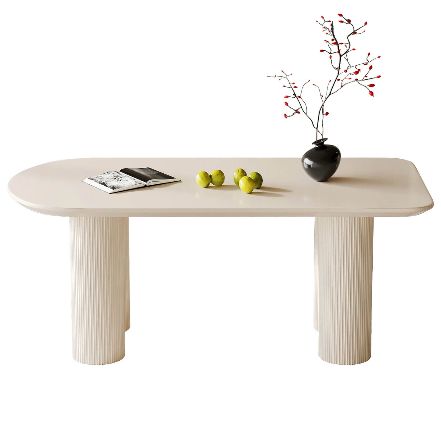 Guyii 70.87" White Dining Table Set with 6 Chairs, Modern Kitchen Table Set