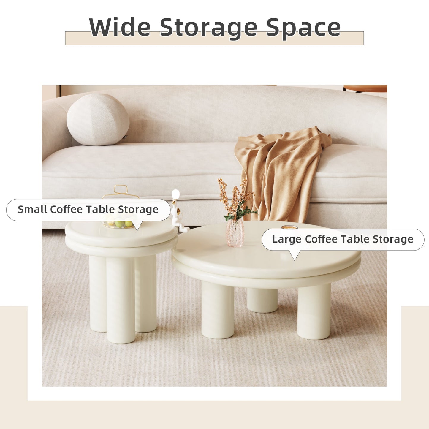 Guyii Modern Nesting Coffee Table, Round Coffee Table Set | L1642-DE