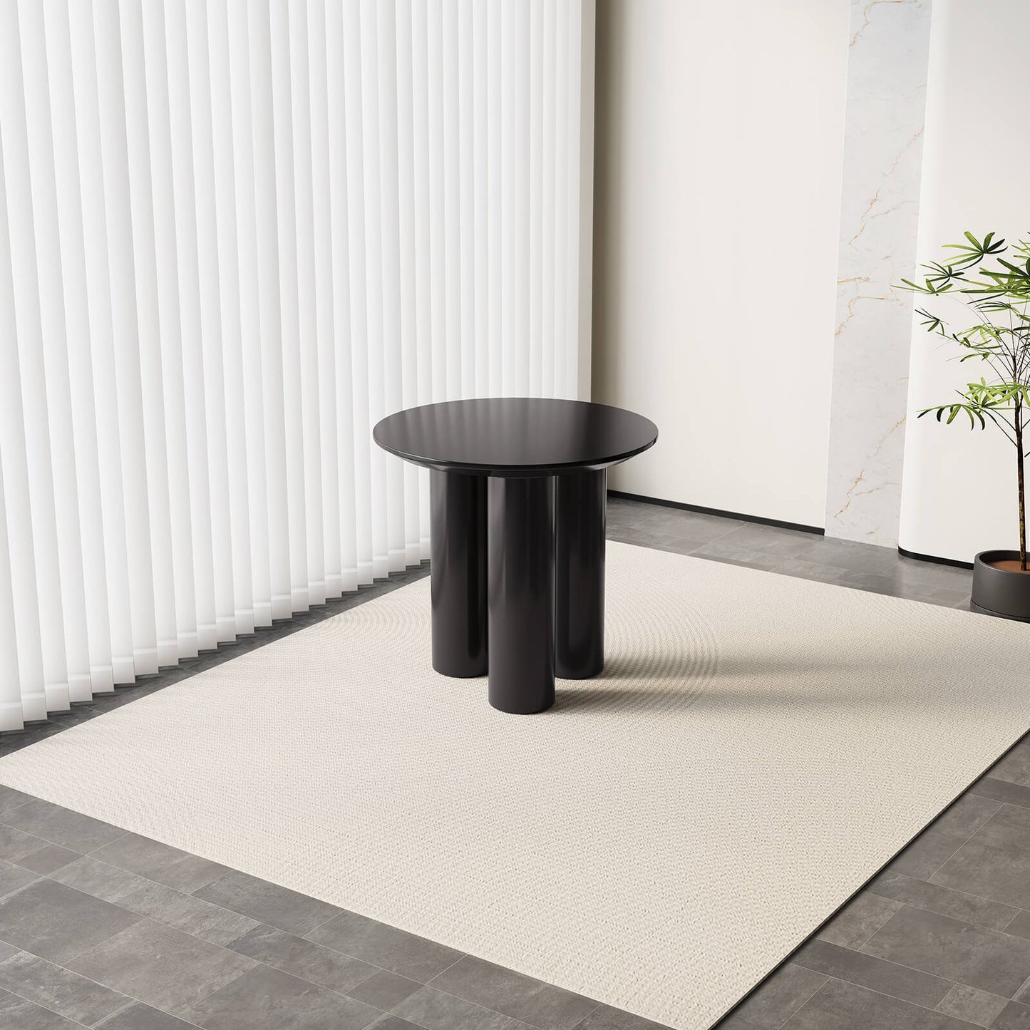 Guyii 30" Black Dining Table Set with 2 Chairs, Modern Round Kitchen Table | L5294-DE