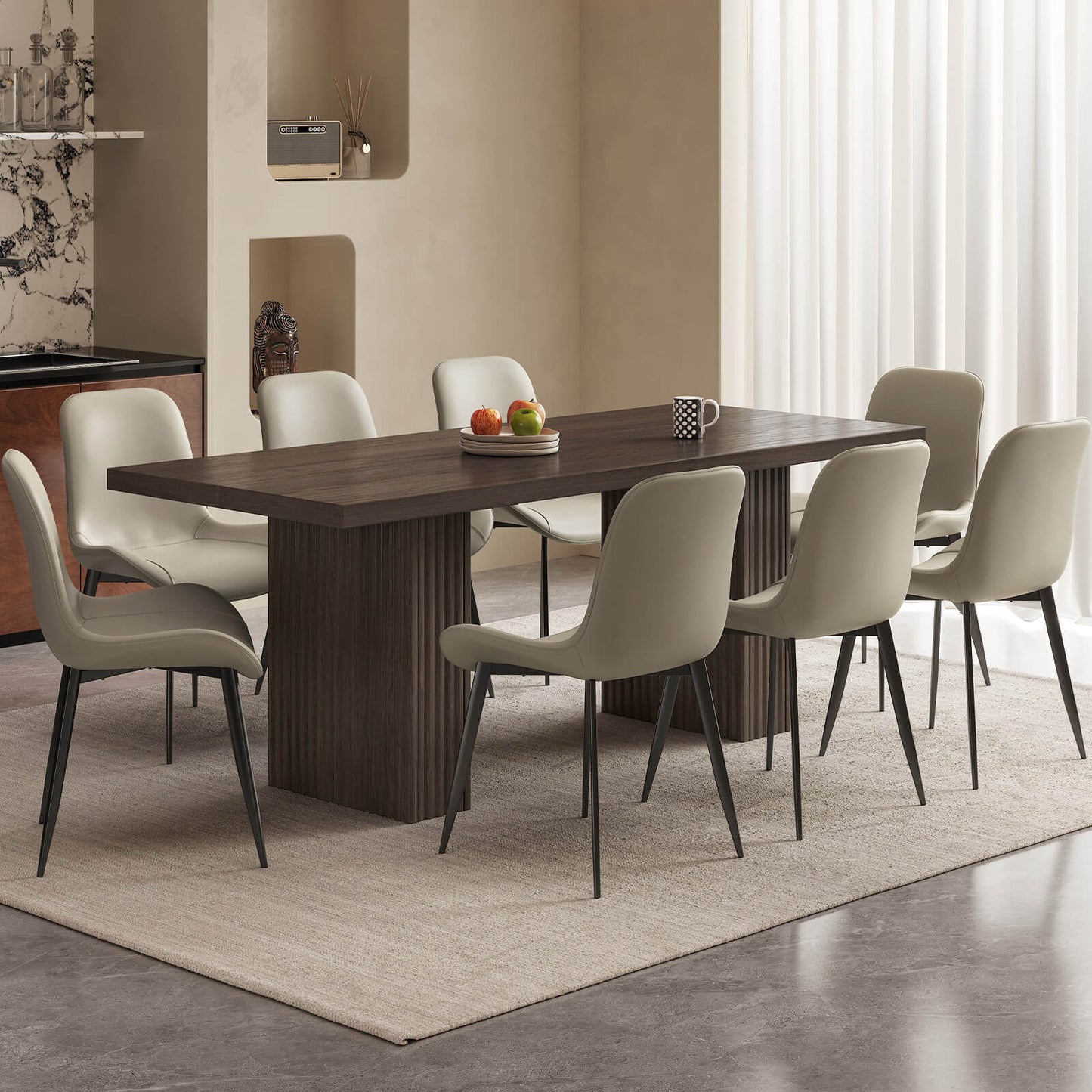 Guyii Modern Farmhouse Kitchen Table Set - 9 Piece Rectangular Dining Set