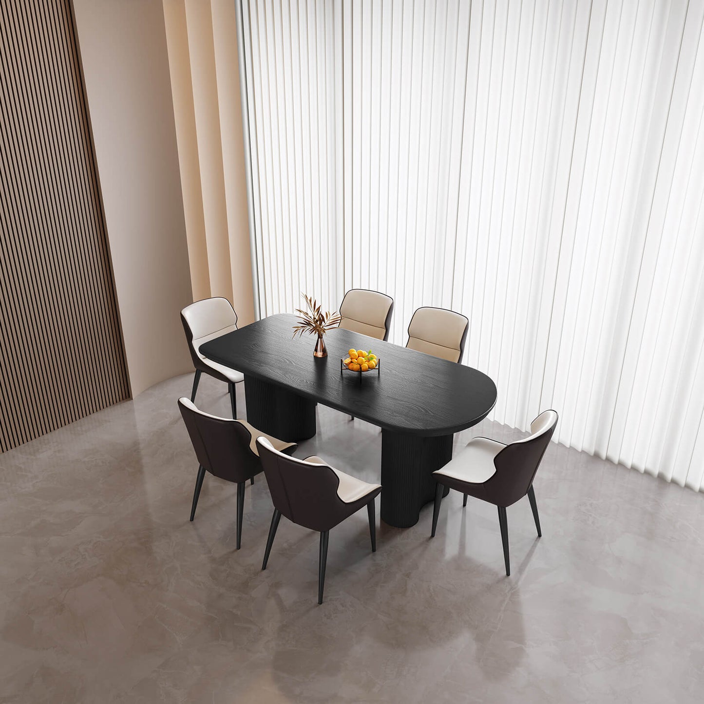 Guyii 62.99" Black Rectangular Dining Table Set with 6 Chairs, Modern Kitchen Table Set