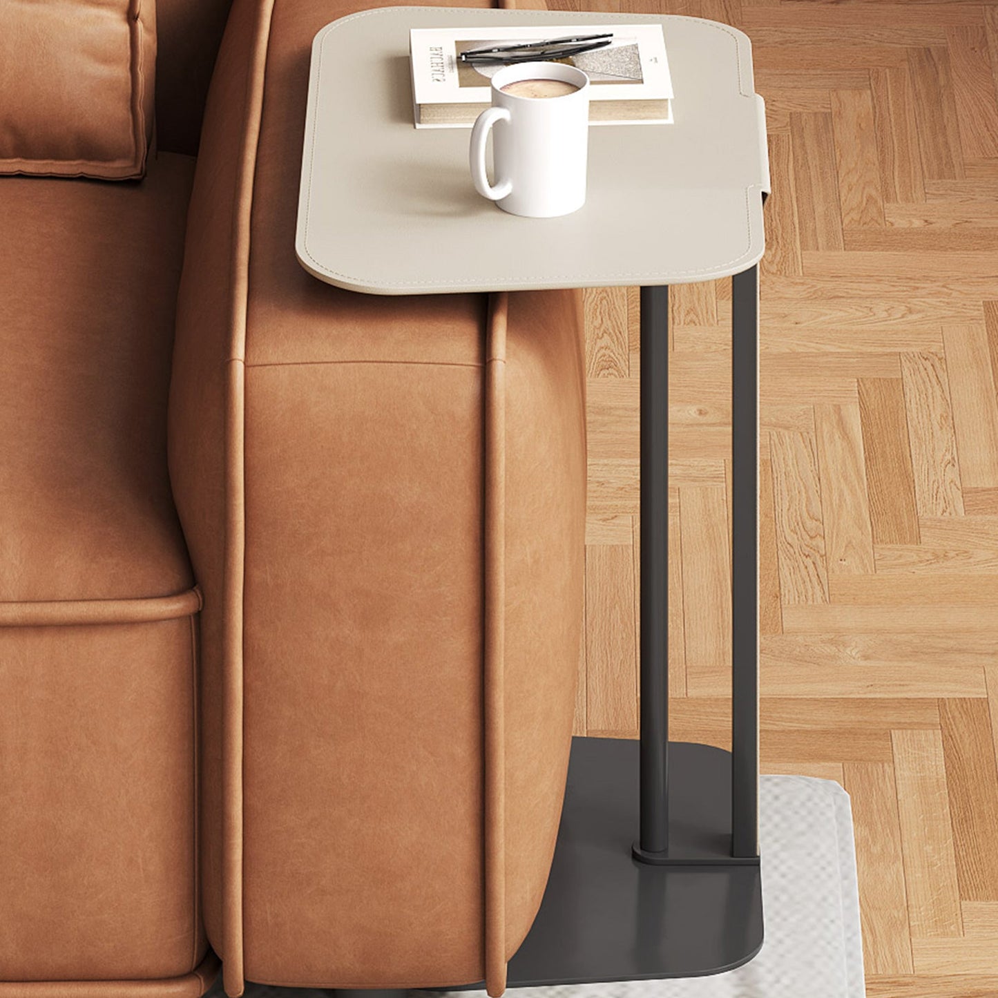 Guyii Modern Minimalist Rectangular Side Table, Space-Saving End Table
