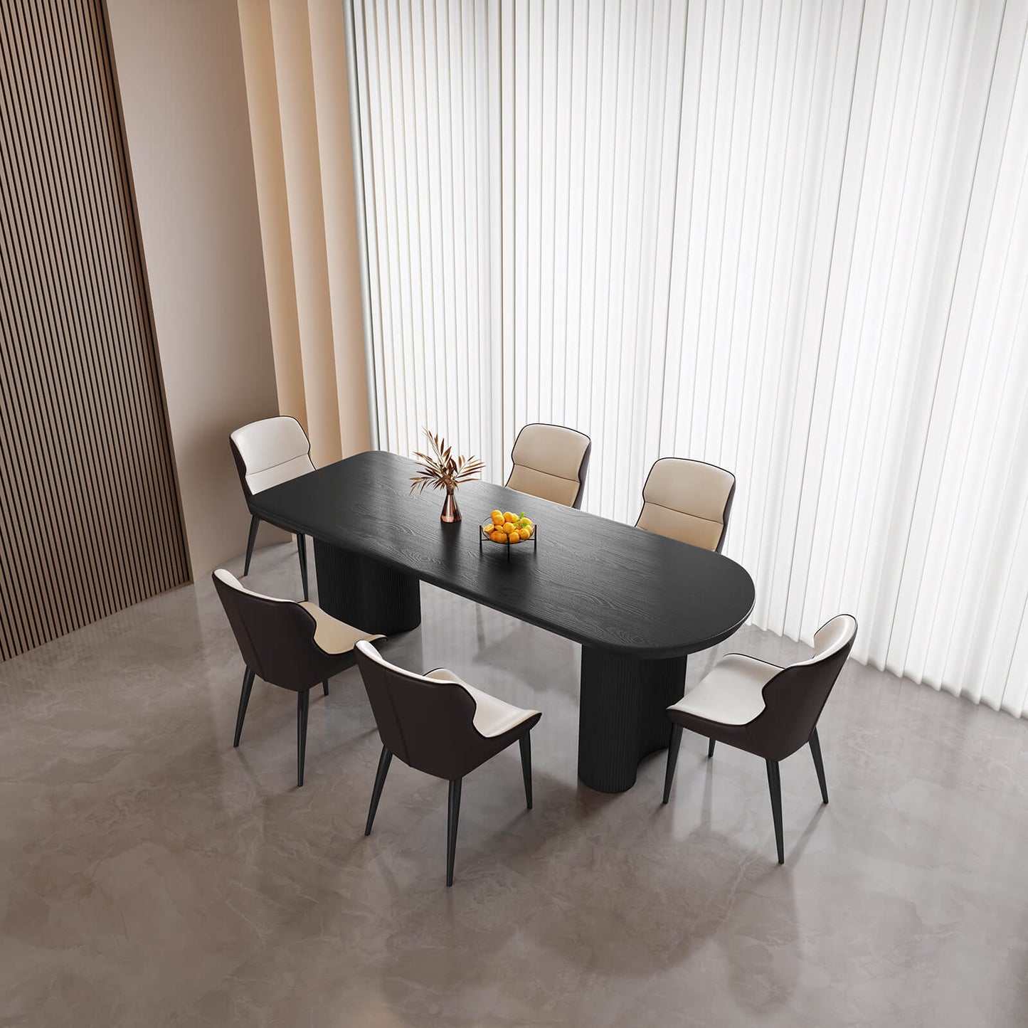 Guyii 70.86" Black Rectangular Dining Table Set with 6 Chairs for Family Kitchen
