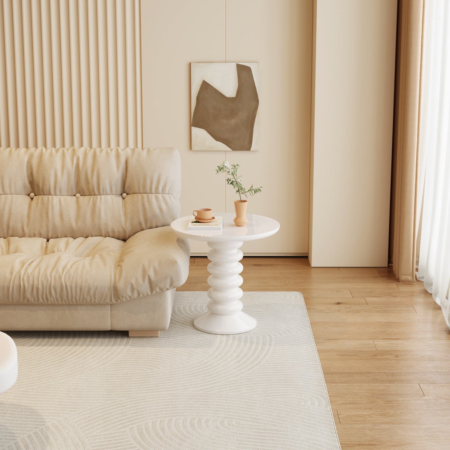 Guyii Side Table, 22.83" Round End Table with for Living Room, Bedroom
