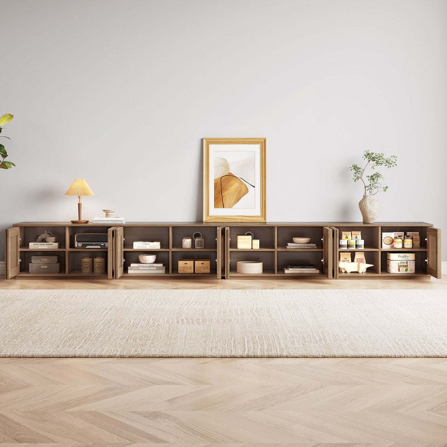 Guyii Modern TV Stand, Entertainment Center for 55/60 Inch TV with Storage, Media Console