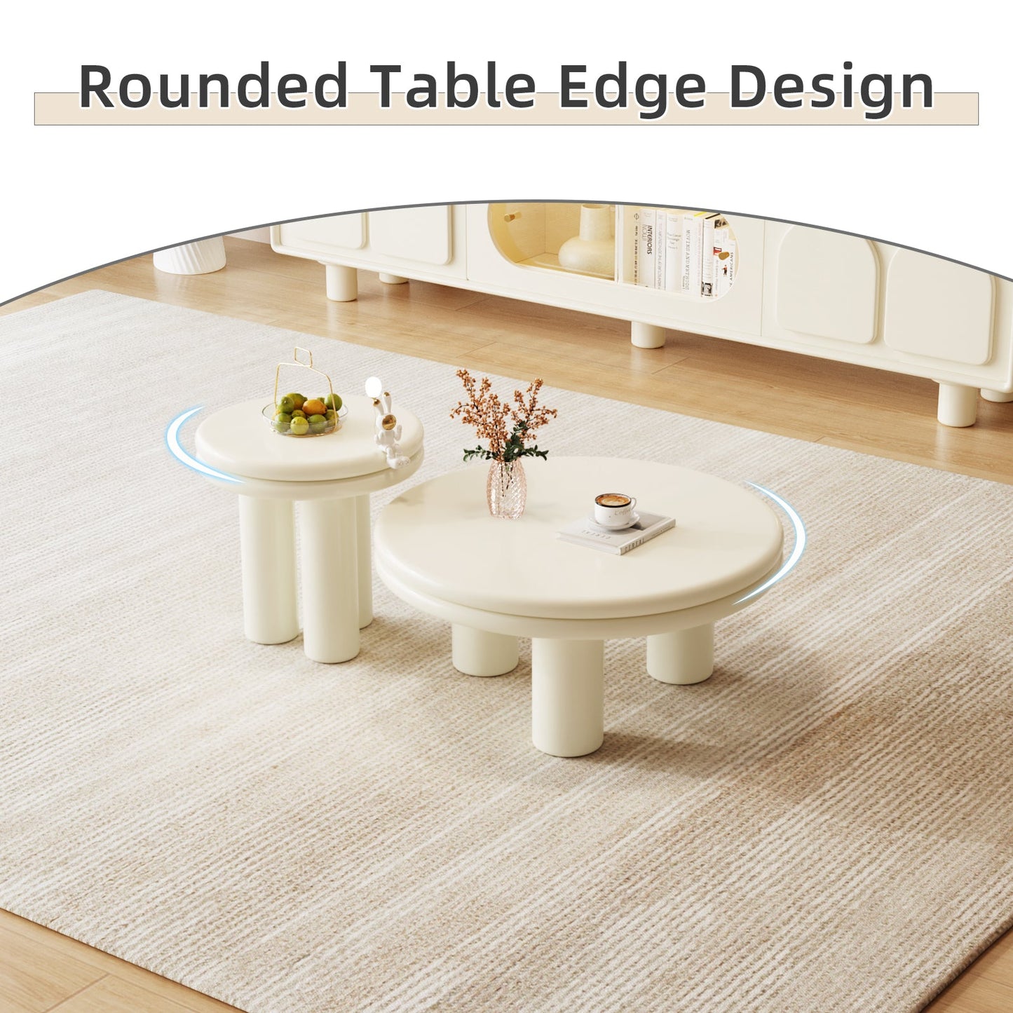 Guyii Modern Nesting Coffee Table, Round Coffee Table Set | L1642-DE