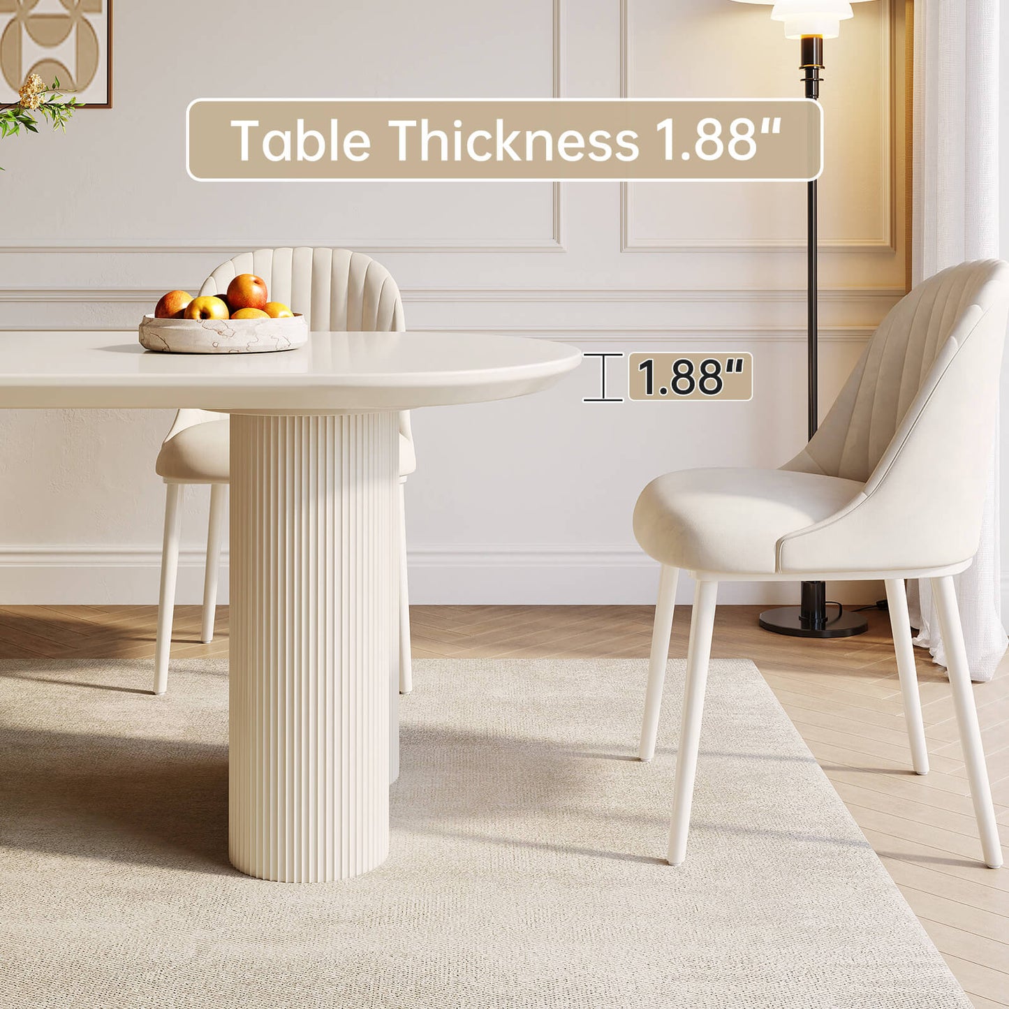 Guyii 62.99" White Dining Table Set with 6 Chairs, Modern Kitchen Table Set