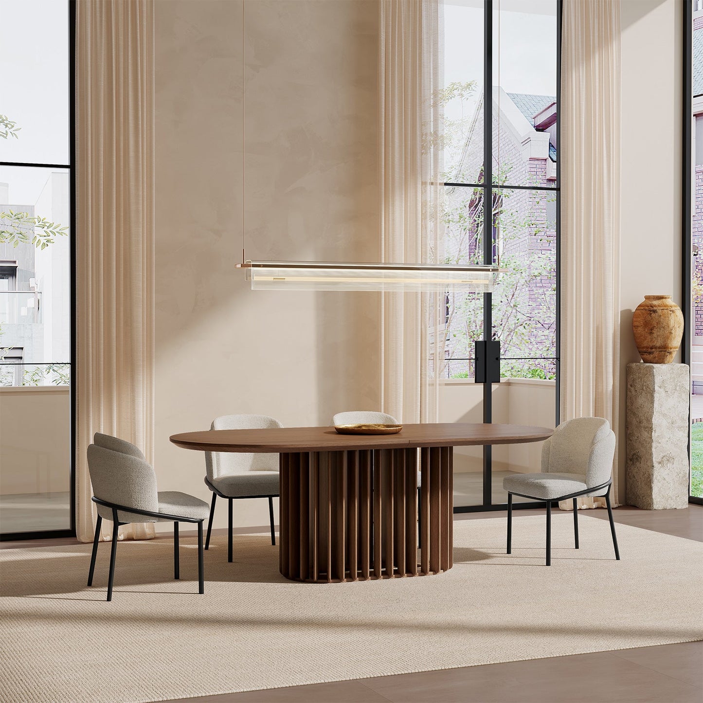 Guyii Dark Walnut Oval Dining Table 78″ – Modern Farmhouse Table for 4–8 People, Table Only