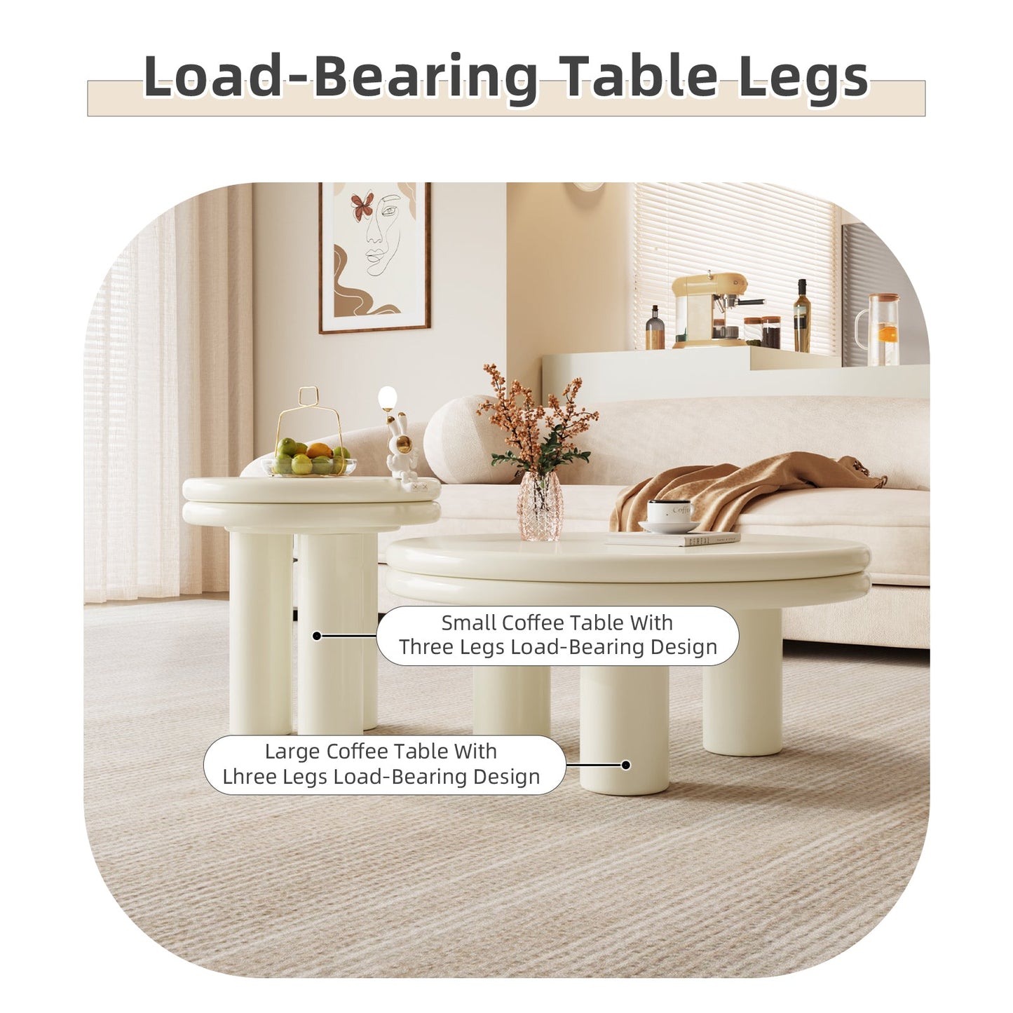Guyii Modern Nesting Coffee Table, Round Coffee Table Set L1642-UK