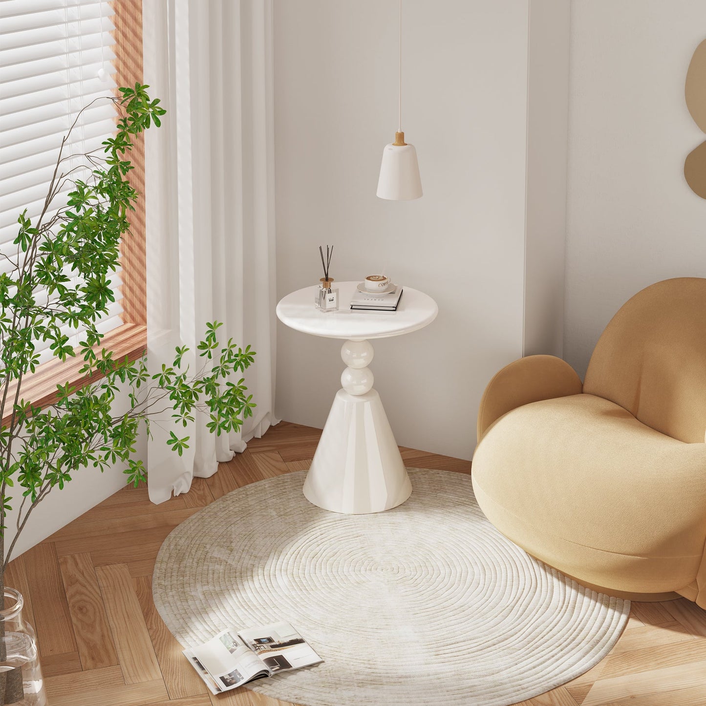 Guyii Round Side Table – Modern End Table for Living Room, Bedroom, Small Spaces, and Accent Decor