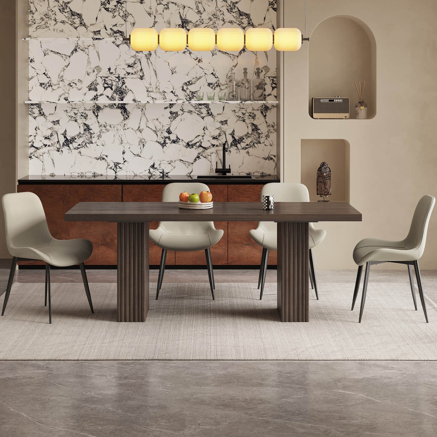 Guyii Modern Farmhouse Kitchen Table with 4 Chairs - Rustic & Stylish