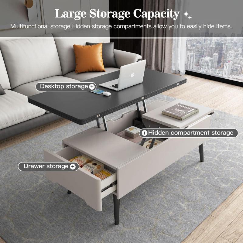 Guyii 43” Lift Top Coffee Table with Storage Drawer, 3 in 1 Multi Function Center Table